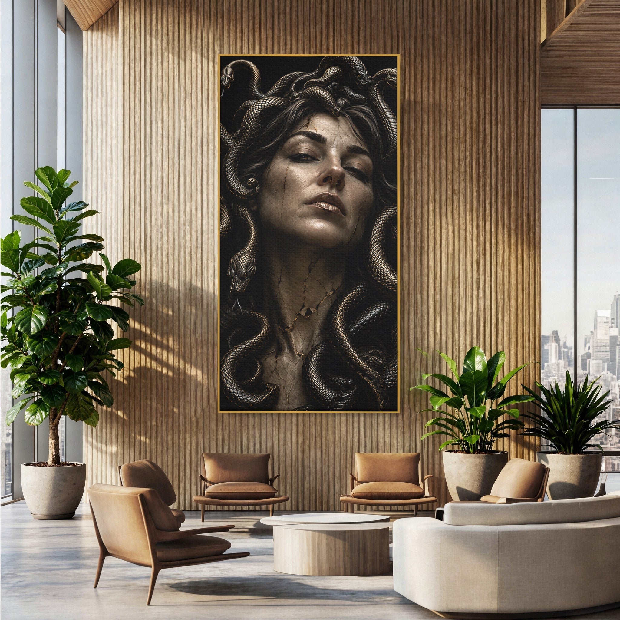 Tablou Canvas Premium LuxCanva® U1084, Meduza Moderna, Mitologie, Portret, Serpi, Meduza,  Dormitor, Culori Vibrante