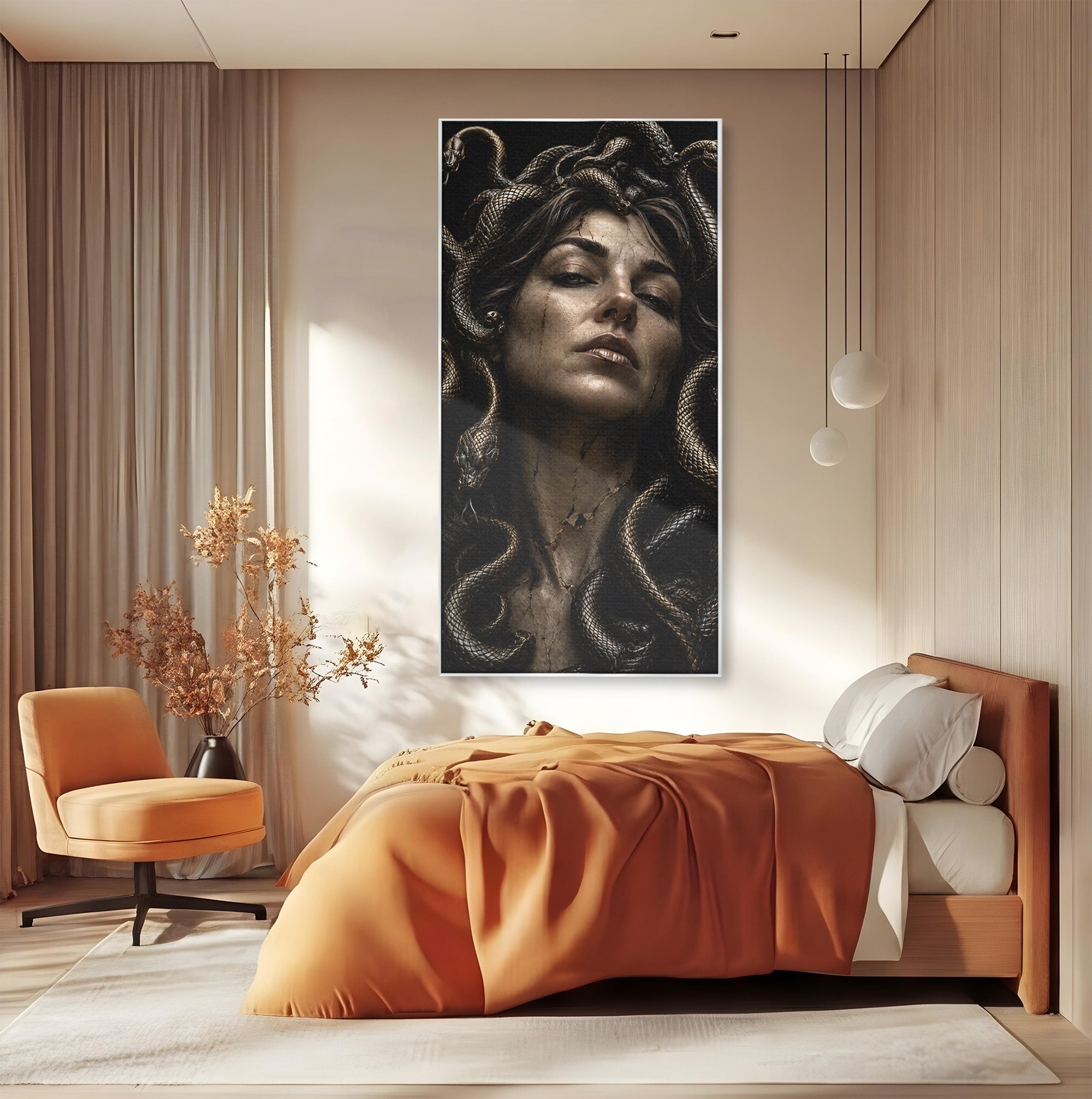 Tablou Canvas Premium LuxCanva® U1084, Meduza Moderna, Mitologie, Portret, Serpi, Meduza,  Dormitor, Culori Vibrante