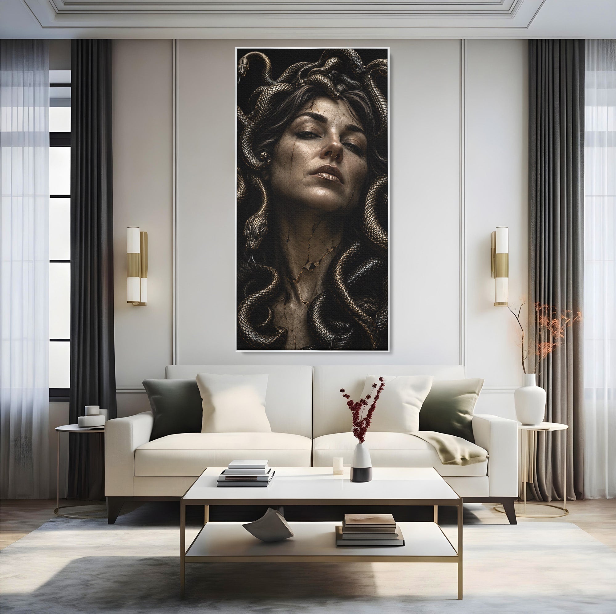 Tablou Canvas Premium LuxCanva® U1084, Meduza Moderna, Mitologie, Portret, Serpi, Meduza,  Dormitor, Culori Vibrante