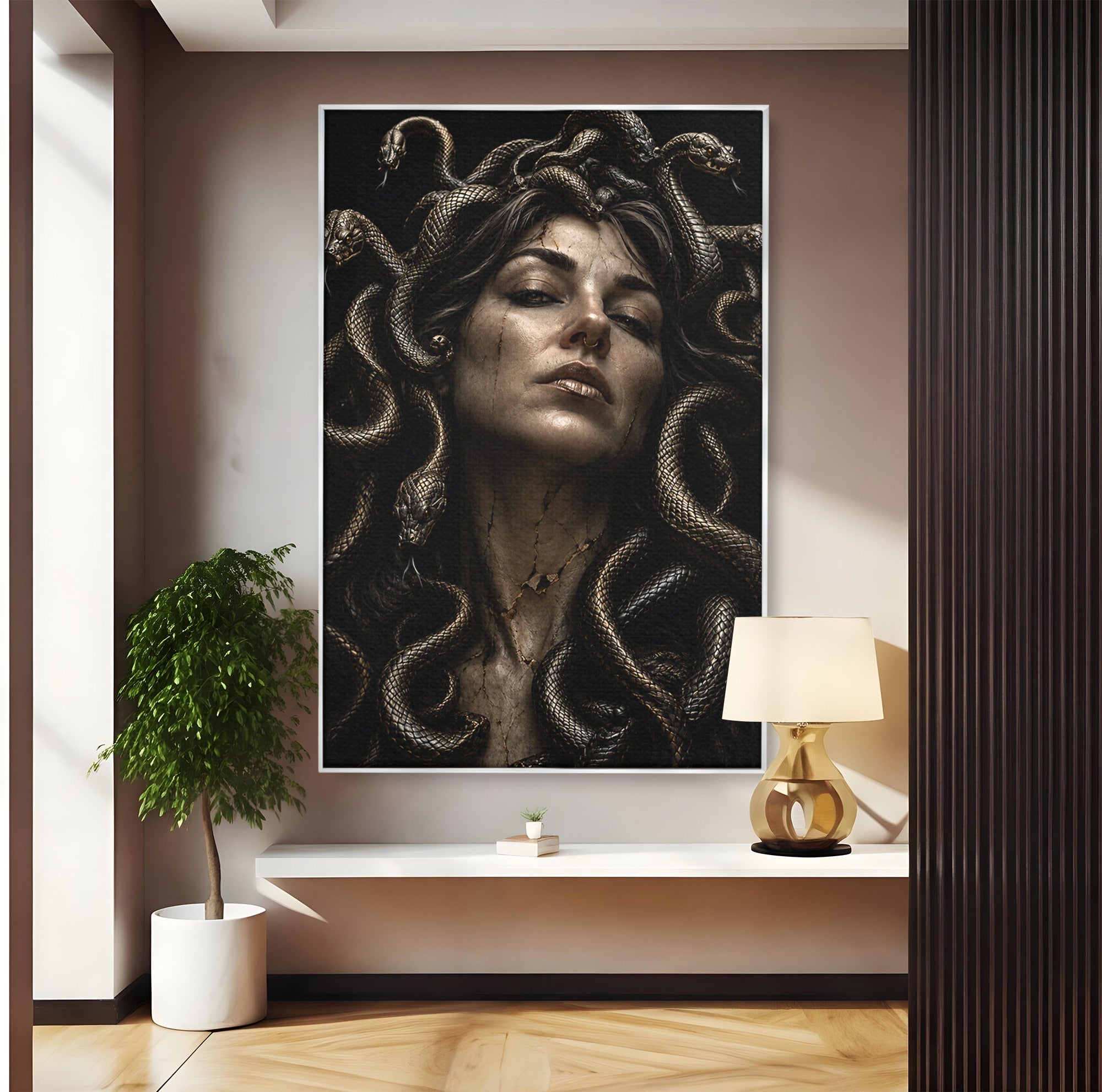 Tablou Canvas Premium LuxCanva® U1084, Meduza Moderna, Mitologie, Portret, Serpi, Meduza,  Dormitor, Culori Vibrante