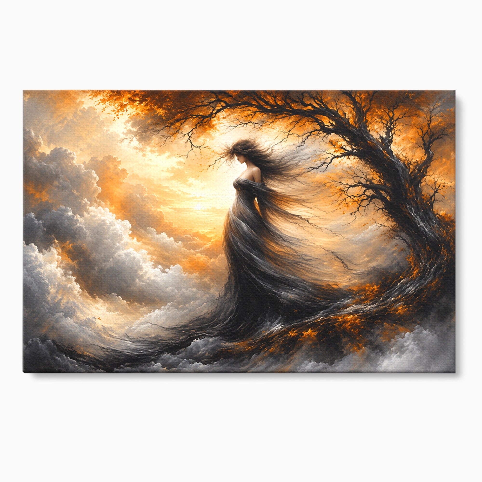 Tablou Canvas Premium LuxCanva® U1085, Femeie In Vant, Natura, Abstract, Iluzie, Femeie, Vant, Living, Dormitor, Culori Vibrante