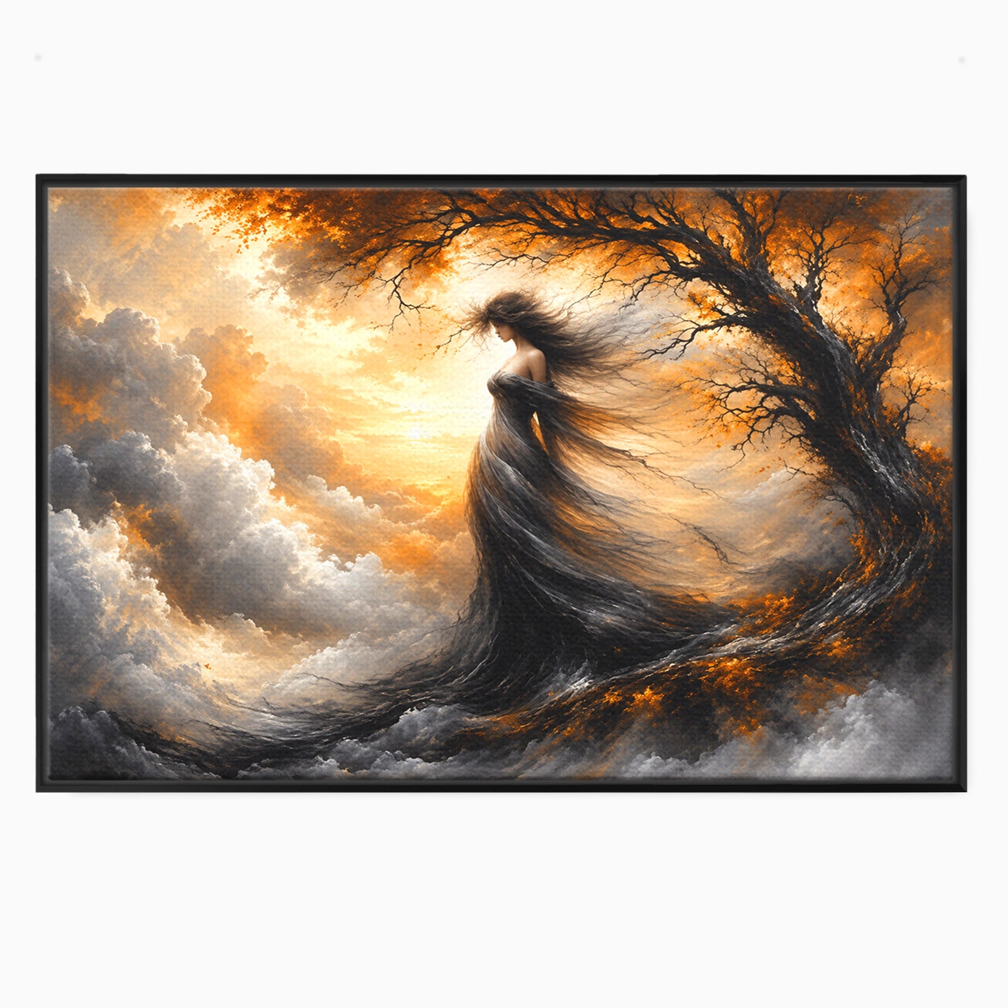 Tablou Canvas Premium LuxCanva® U1085, Femeie In Vant, Natura, Abstract, Iluzie, Femeie, Vant, Living, Dormitor, Culori Vibrante