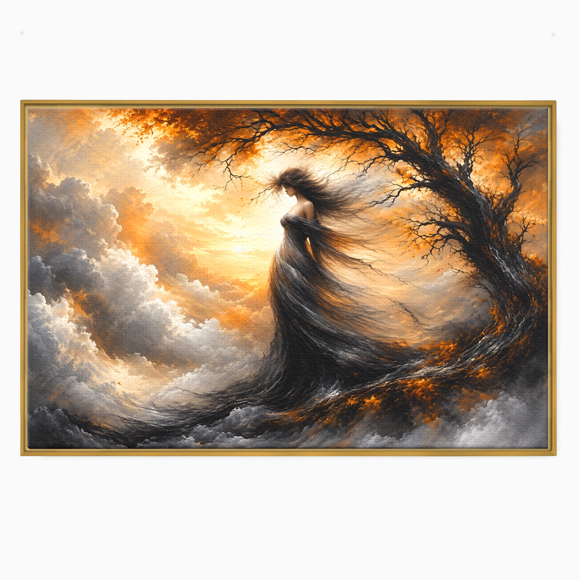 Tablou Canvas Premium LuxCanva® U1085, Femeie In Vant, Natura, Abstract, Iluzie, Femeie, Vant, Living, Dormitor, Culori Vibrante