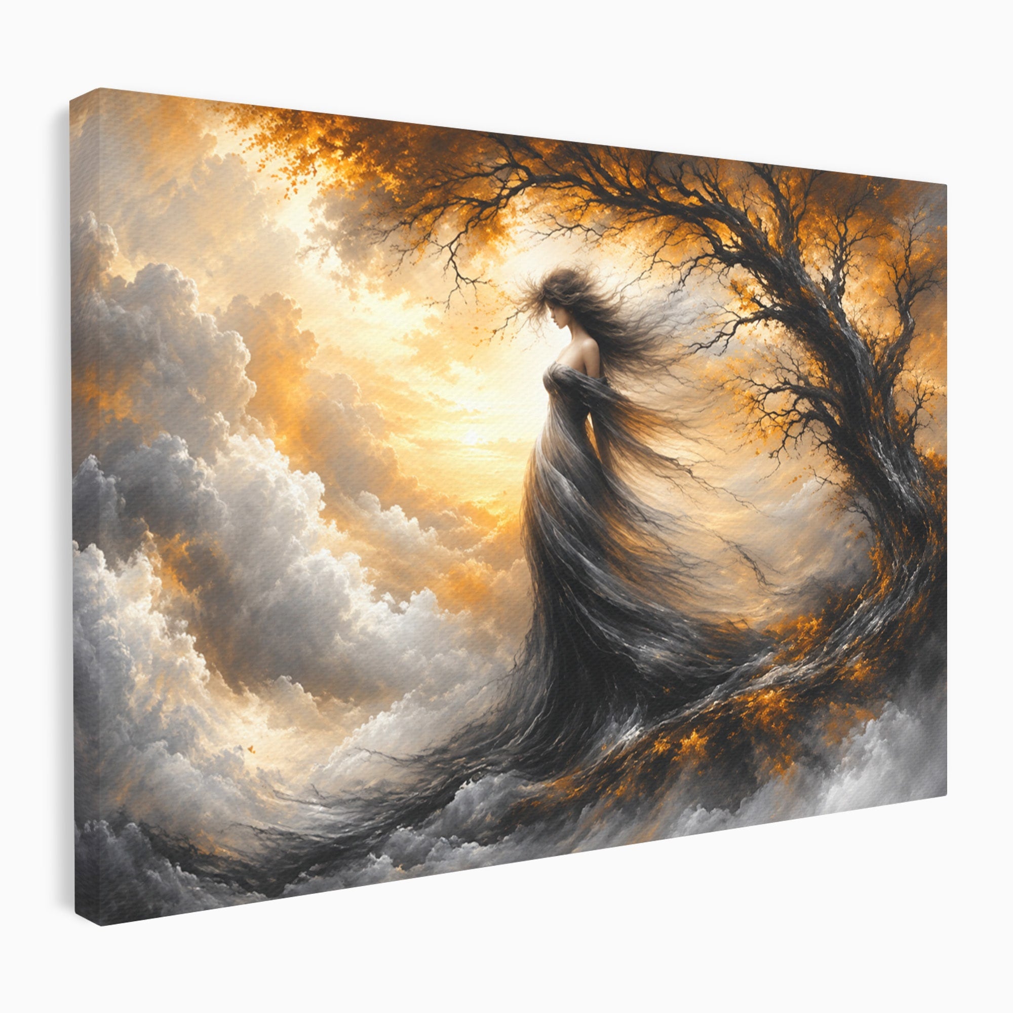 Tablou Canvas Premium LuxCanva® U1085, Femeie In Vant, Natura, Abstract, Iluzie, Femeie, Vant, Living, Dormitor, Culori Vibrante