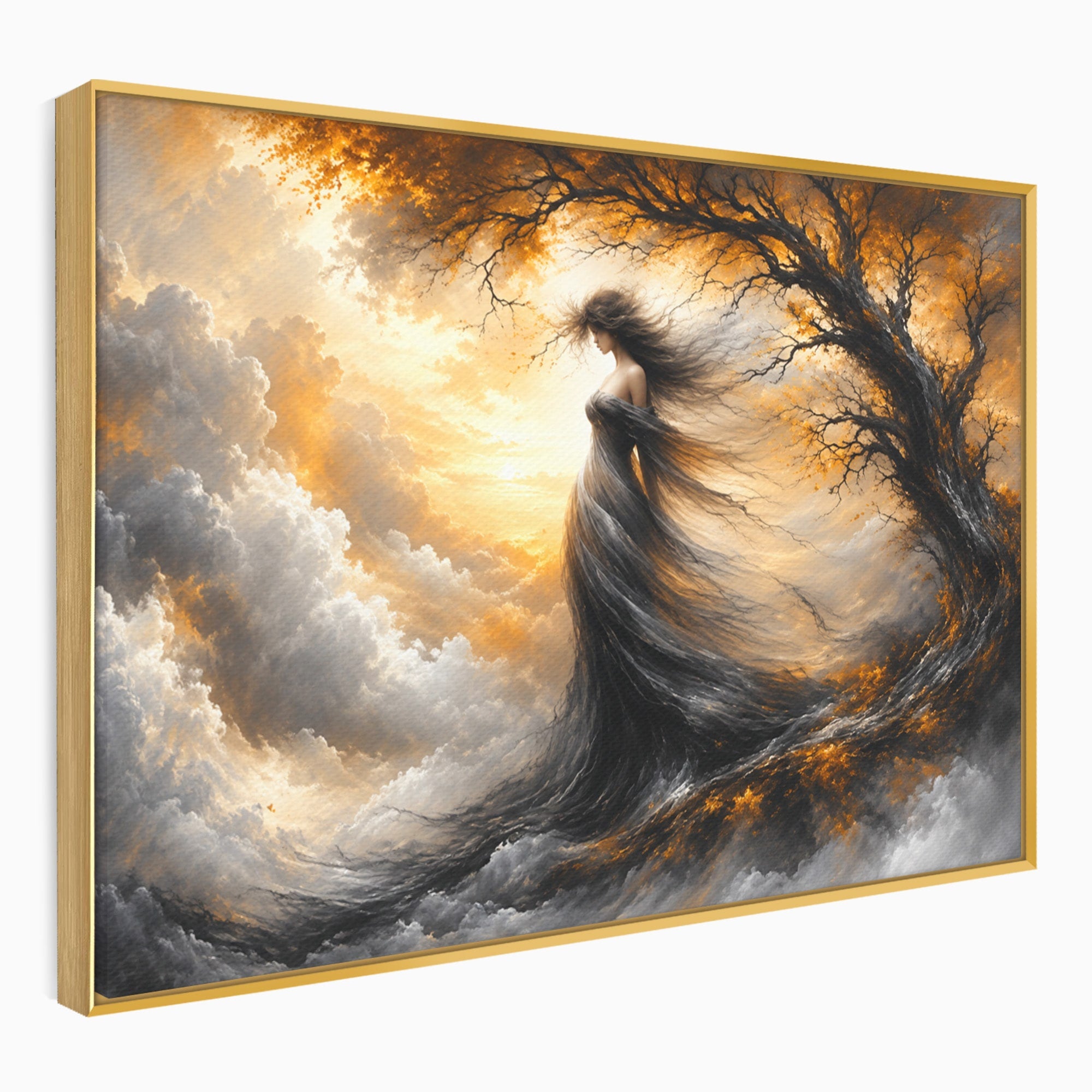 Tablou Canvas Premium LuxCanva® U1085, Femeie In Vant, Natura, Abstract, Iluzie, Femeie, Vant, Living, Dormitor, Culori Vibrante