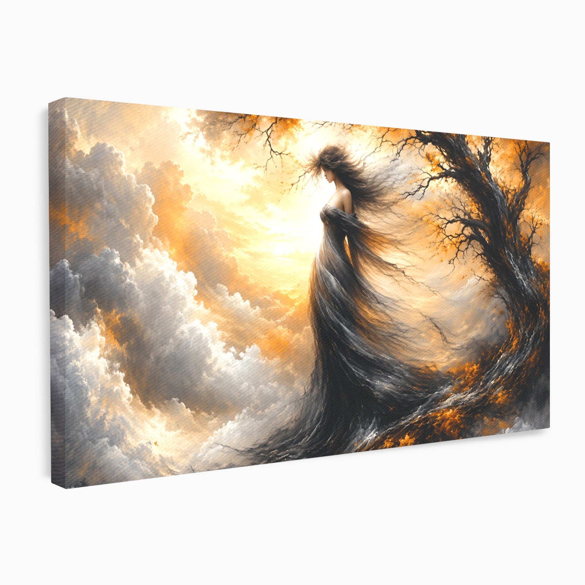 Tablou Canvas Premium LuxCanva® U1085, Femeie In Vant, Natura, Abstract, Iluzie, Femeie, Vant, Living, Dormitor, Culori Vibrante
