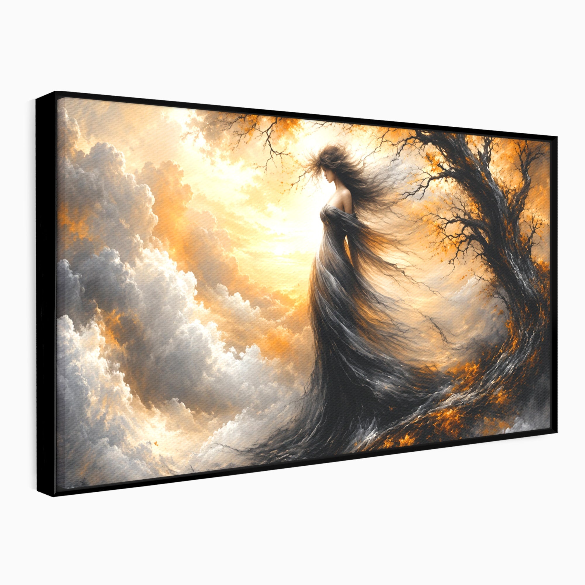 Tablou Canvas Premium LuxCanva® U1085, Femeie In Vant, Natura, Abstract, Iluzie, Femeie, Vant, Living, Dormitor, Culori Vibrante