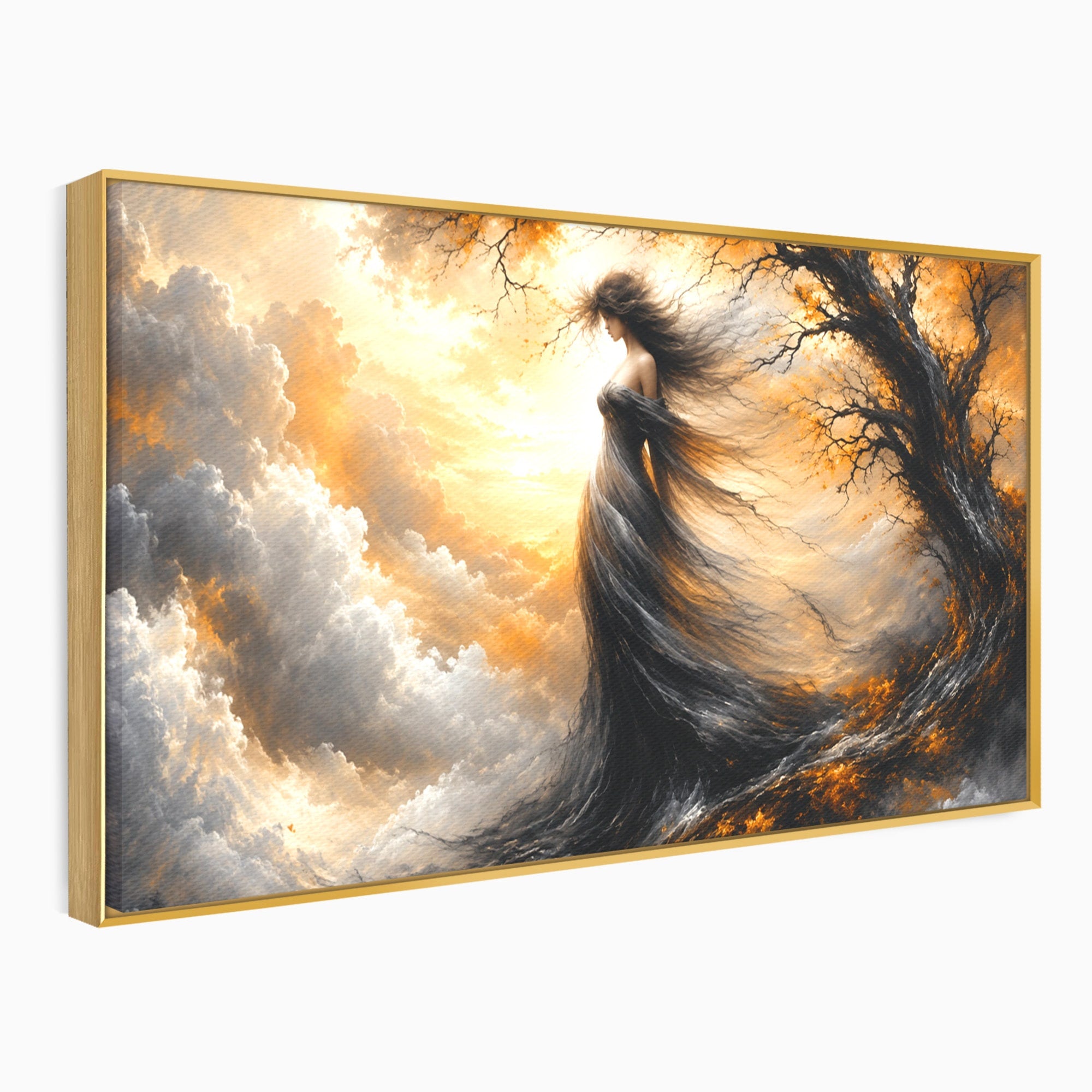 Tablou Canvas Premium LuxCanva® U1085, Femeie In Vant, Natura, Abstract, Iluzie, Femeie, Vant, Living, Dormitor, Culori Vibrante