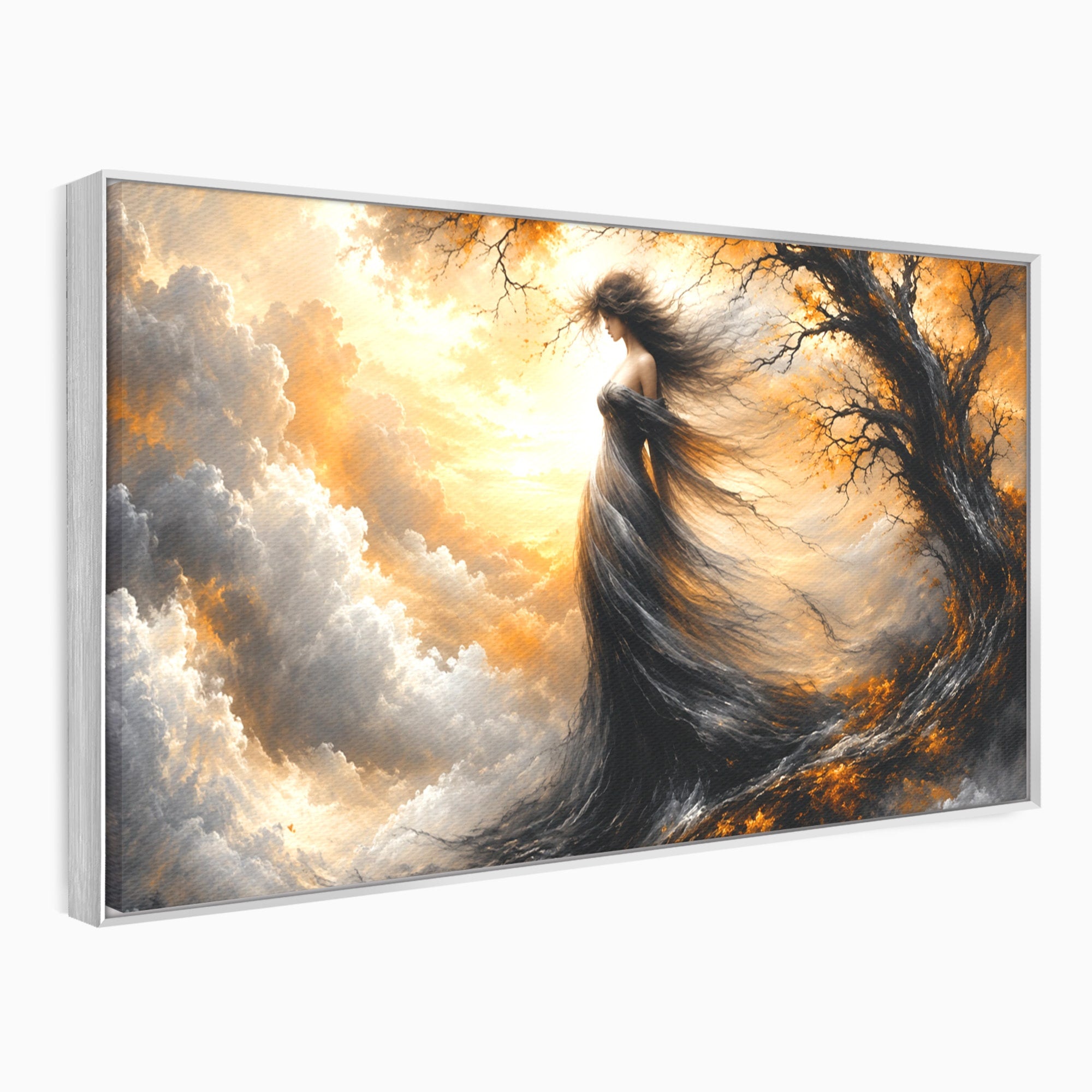 Tablou Canvas Premium LuxCanva® U1085, Femeie In Vant, Natura, Abstract, Iluzie, Femeie, Vant, Living, Dormitor, Culori Vibrante
