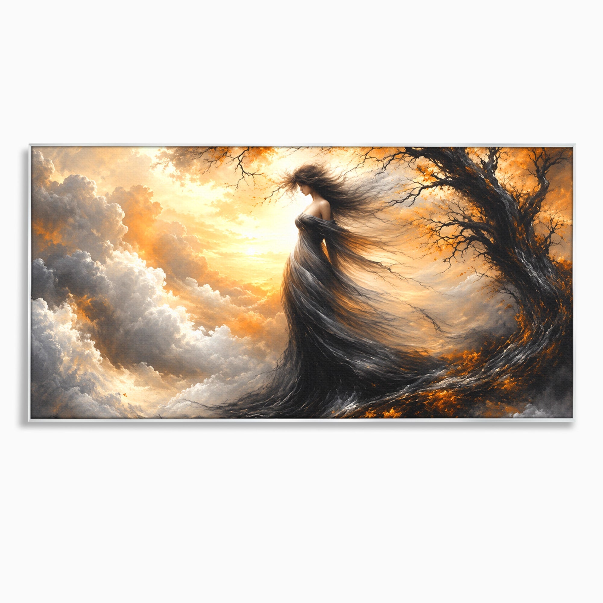 Tablou Canvas Premium LuxCanva® U1085, Femeie In Vant, Natura, Abstract, Iluzie, Femeie, Vant, Living, Dormitor, Culori Vibrante