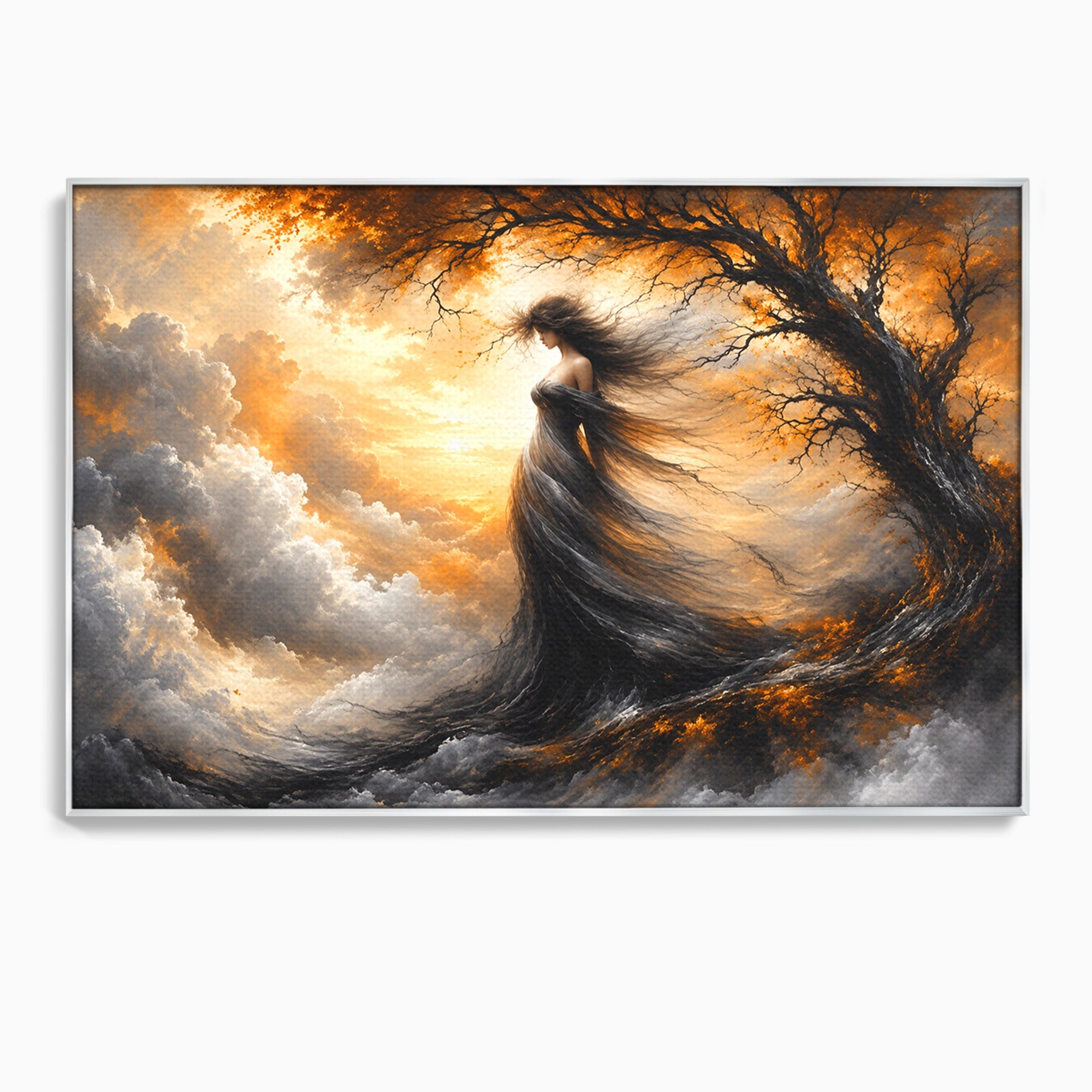 Tablou Canvas Premium LuxCanva® U1085, Femeie In Vant, Natura, Abstract, Iluzie, Femeie, Vant, Living, Dormitor, Culori Vibrante