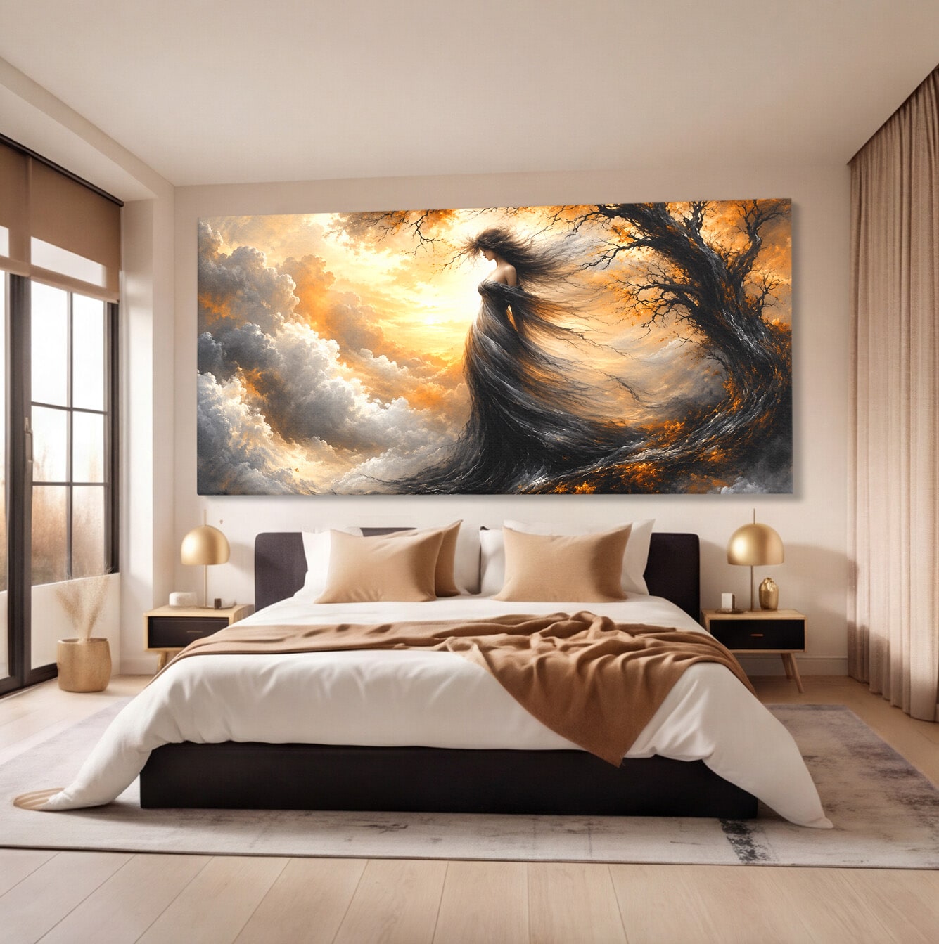 Tablou Canvas Premium LuxCanva® U1085, Femeie In Vant, Natura, Abstract, Iluzie, Femeie, Vant, Living, Dormitor, Culori Vibrante