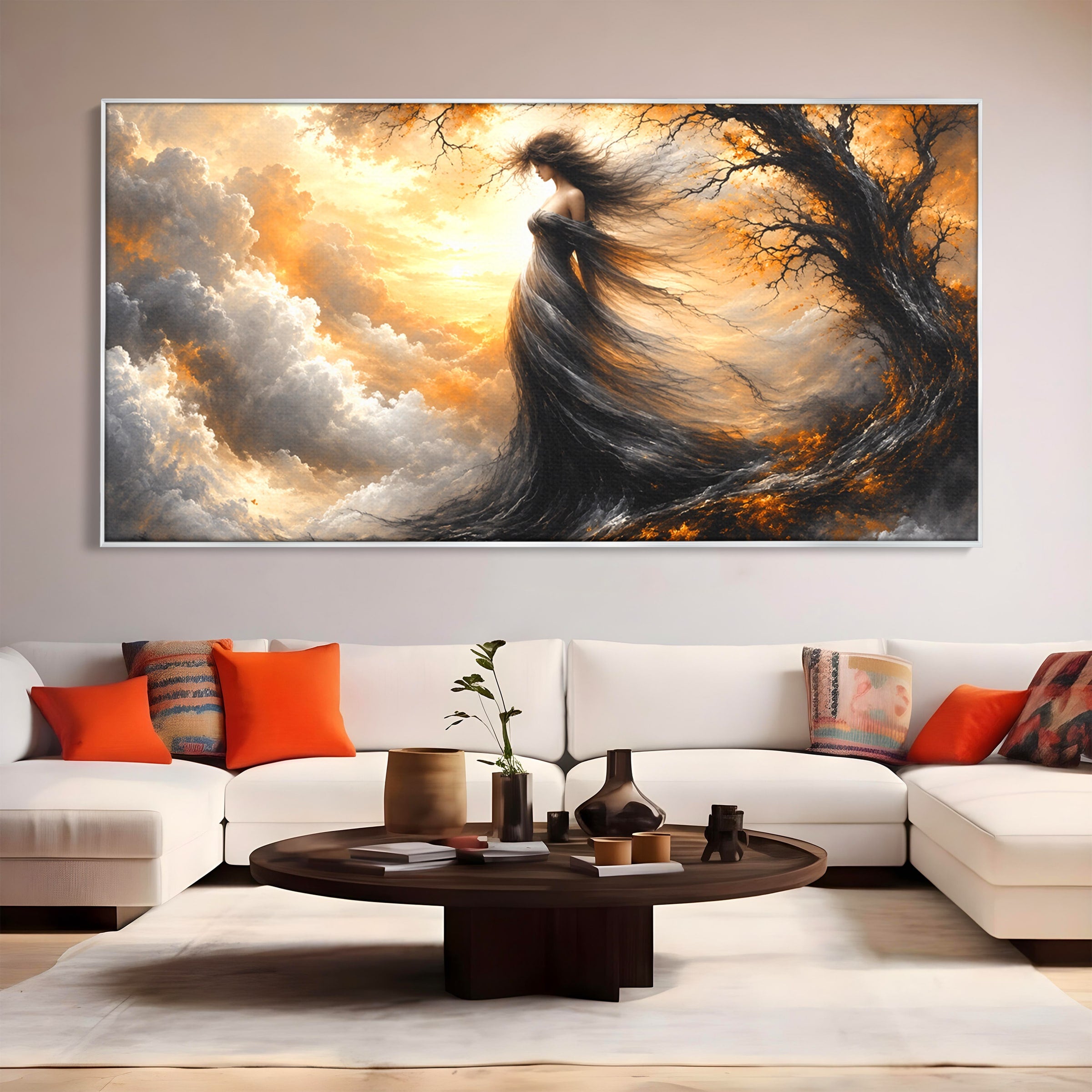 Tablou Canvas Premium LuxCanva® U1085, Femeie In Vant, Natura, Abstract, Iluzie, Femeie, Vant, Living, Dormitor, Culori Vibrante