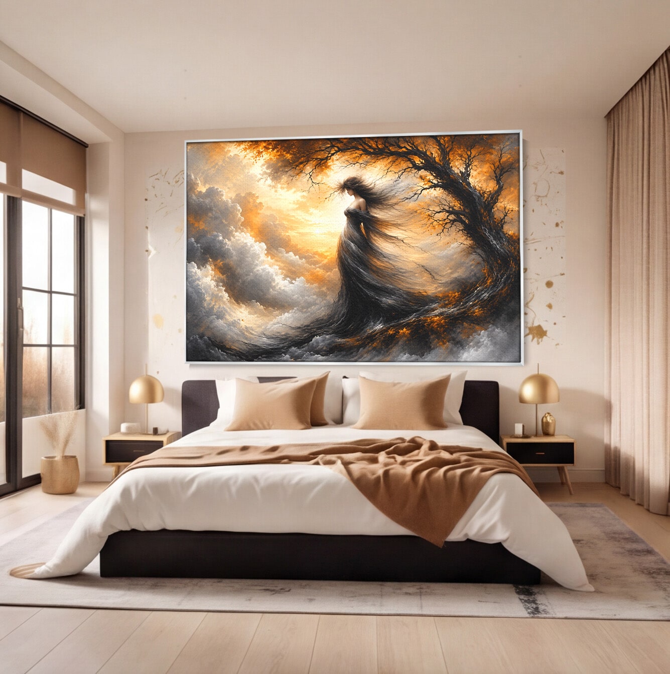 Tablou Canvas Premium LuxCanva® U1085, Femeie In Vant, Natura, Abstract, Iluzie, Femeie, Vant, Living, Dormitor, Culori Vibrante