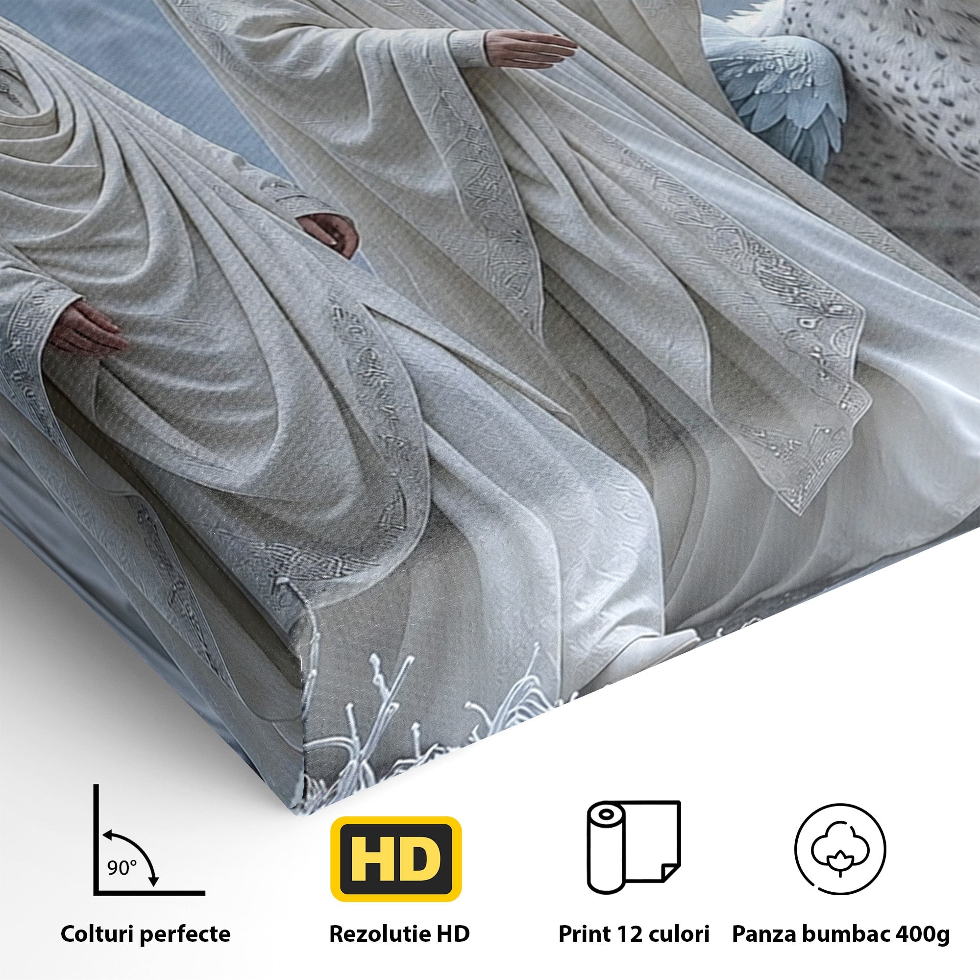 Tablou Canvas Premium LuxCanva® U1086, Calatorie Mistica, Iarna, Padure, Figuri Mistice, Animale, Misticism, Dormitor, Culori Vibrante