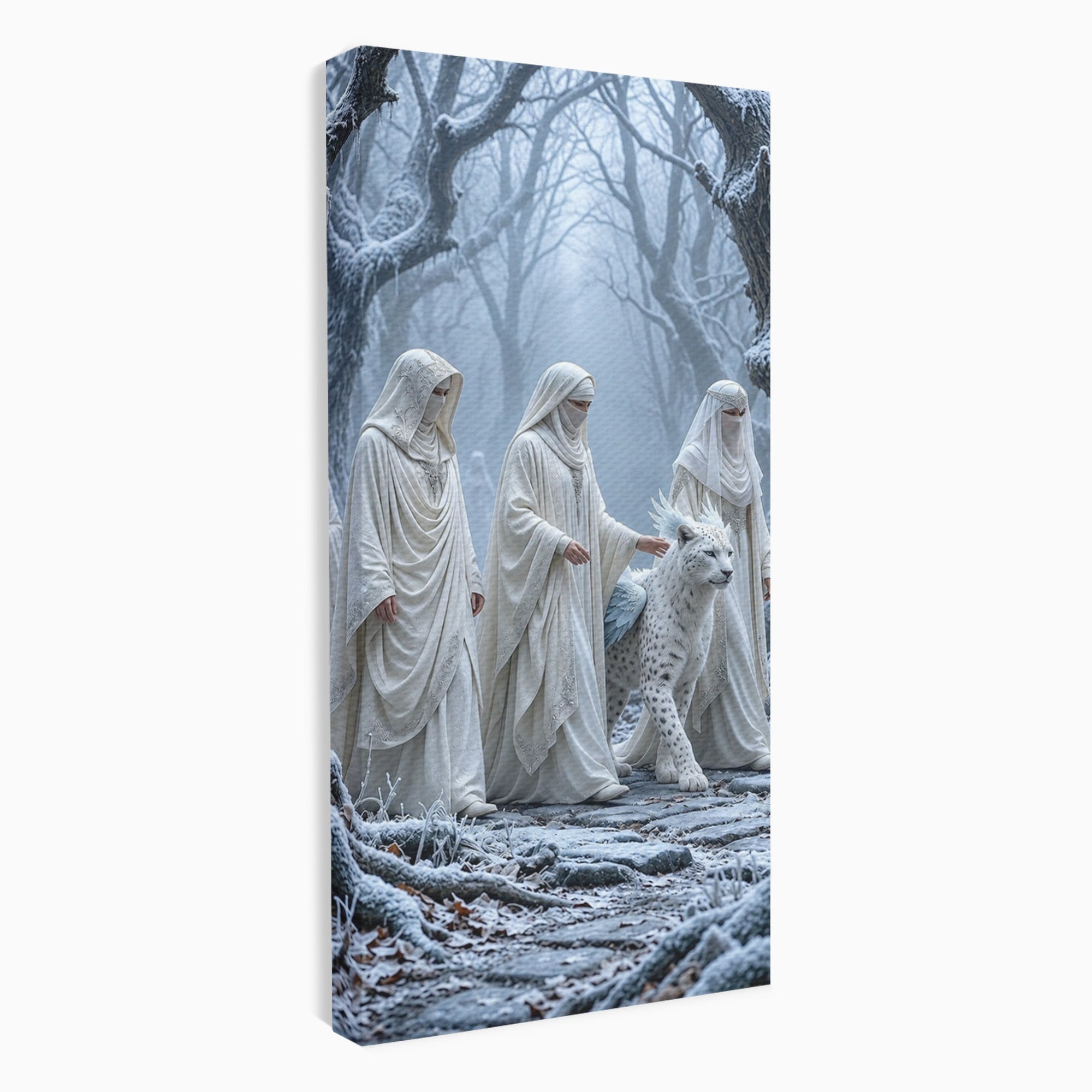 Tablou Canvas Premium LuxCanva® U1086, Calatorie Mistica, Iarna, Padure, Figuri Mistice, Animale, Misticism, Dormitor, Culori Vibrante