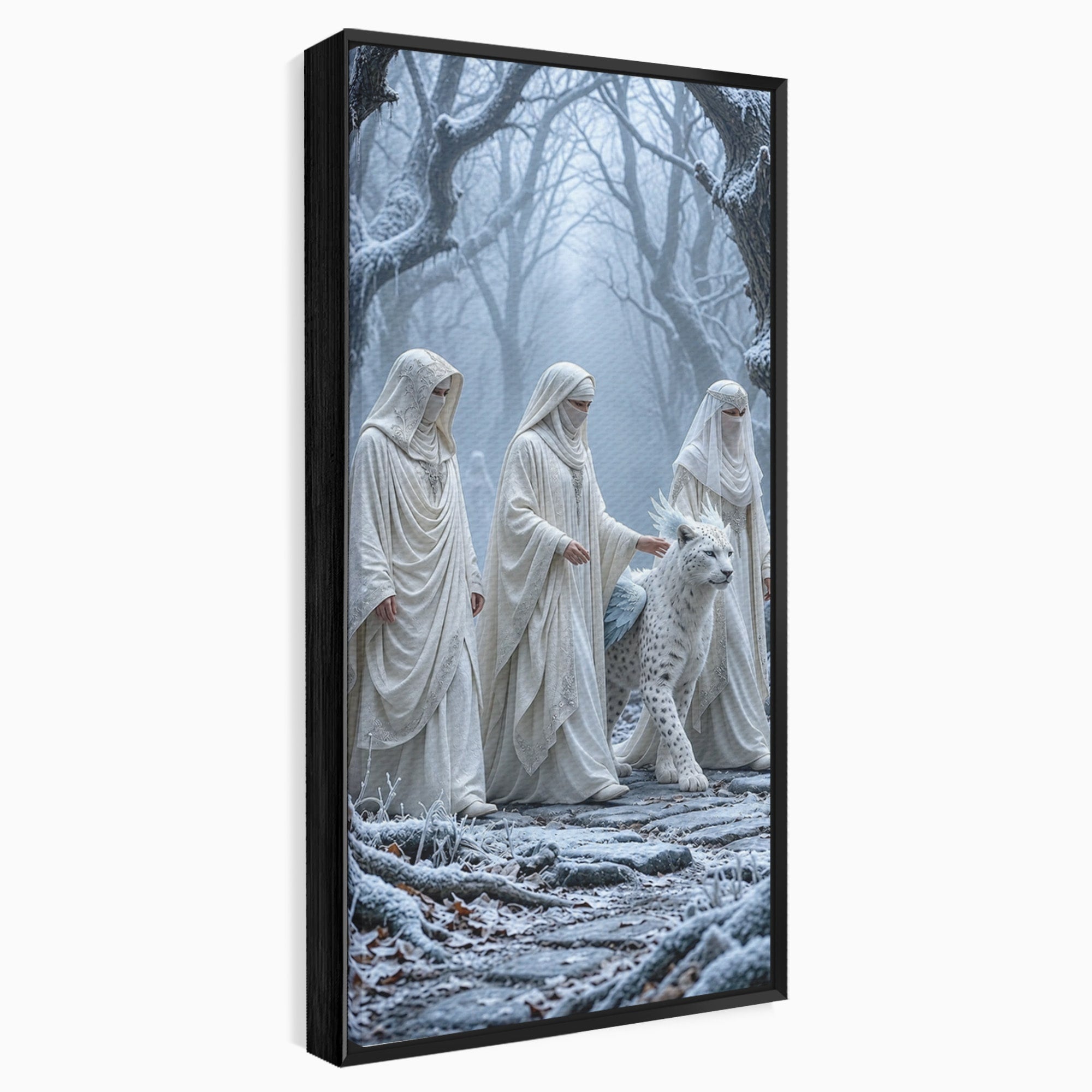 Tablou Canvas Premium LuxCanva® U1086, Calatorie Mistica, Iarna, Padure, Figuri Mistice, Animale, Misticism, Dormitor, Culori Vibrante