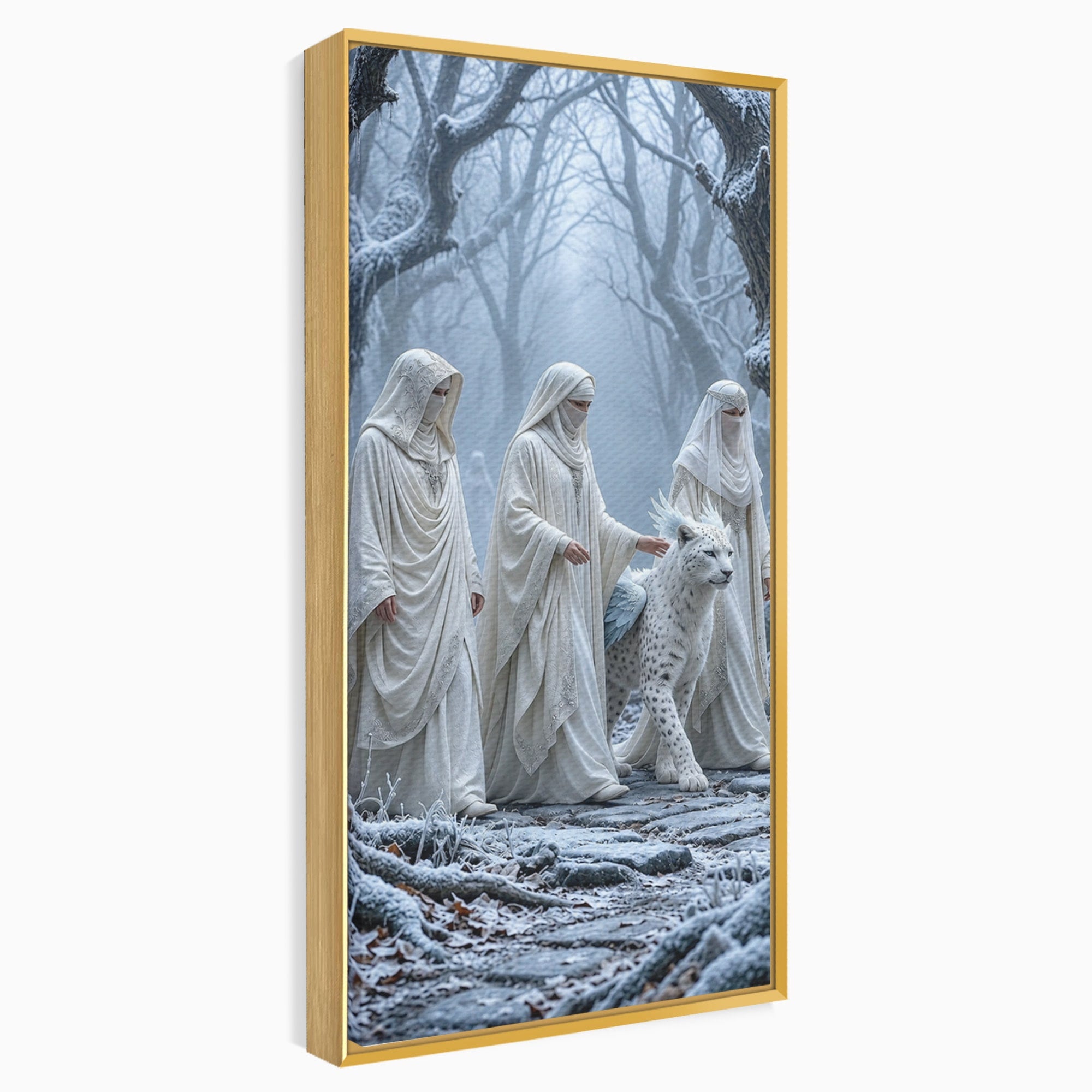 Tablou Canvas Premium LuxCanva® U1086, Calatorie Mistica, Iarna, Padure, Figuri Mistice, Animale, Misticism, Dormitor, Culori Vibrante