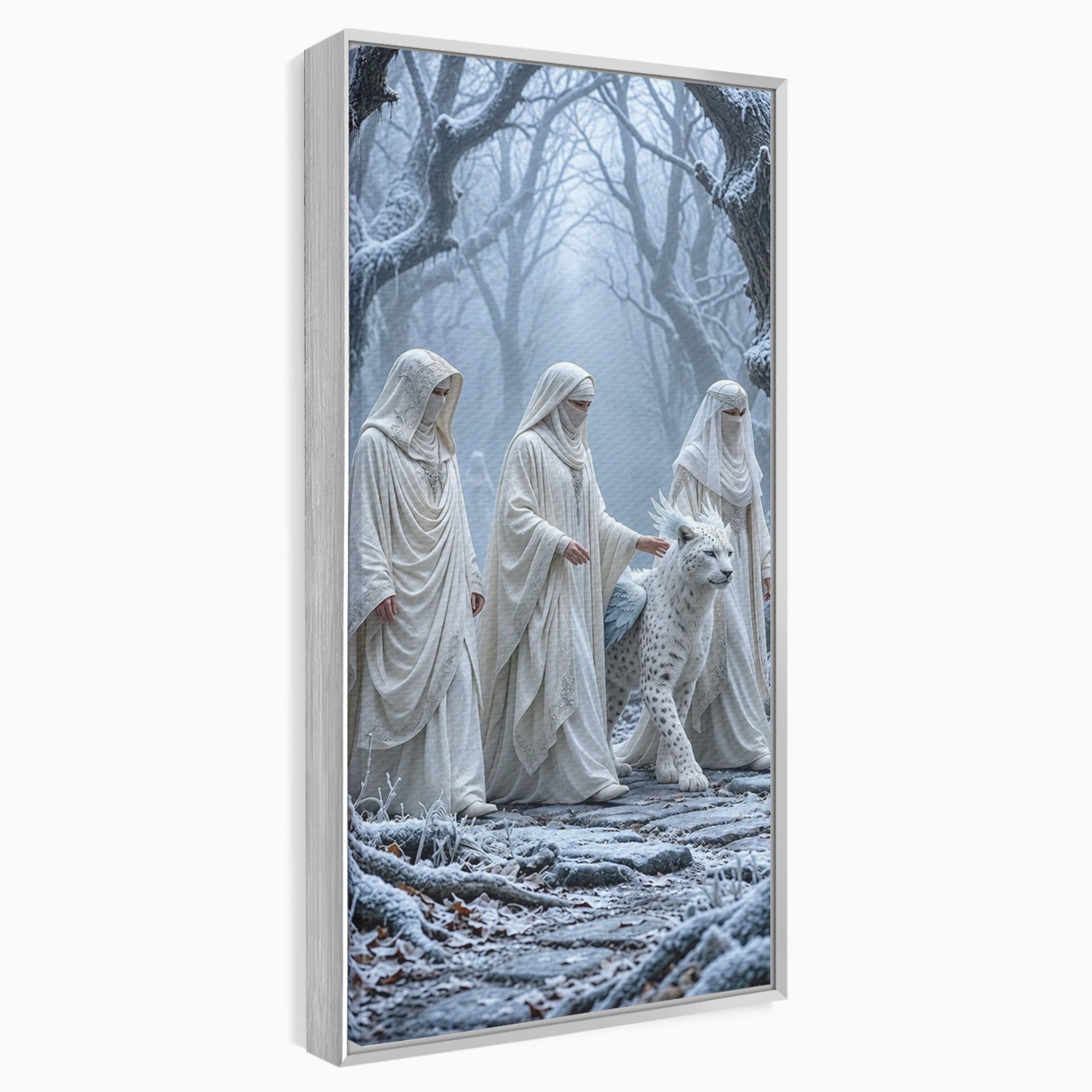 Tablou Canvas Premium LuxCanva® U1086, Calatorie Mistica, Iarna, Padure, Figuri Mistice, Animale, Misticism, Dormitor, Culori Vibrante