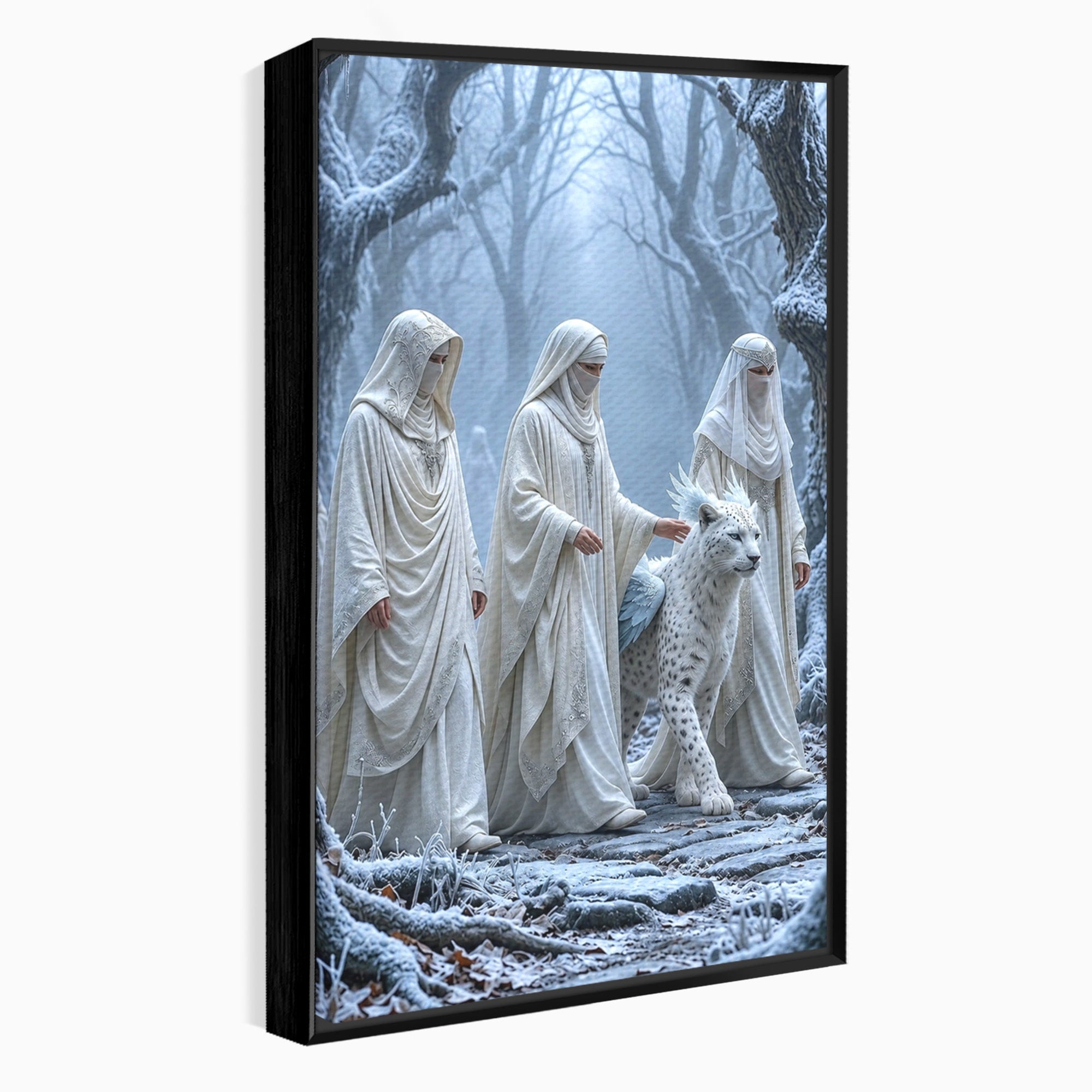 Tablou Canvas Premium LuxCanva® U1086, Calatorie Mistica, Iarna, Padure, Figuri Mistice, Animale, Misticism, Dormitor, Culori Vibrante