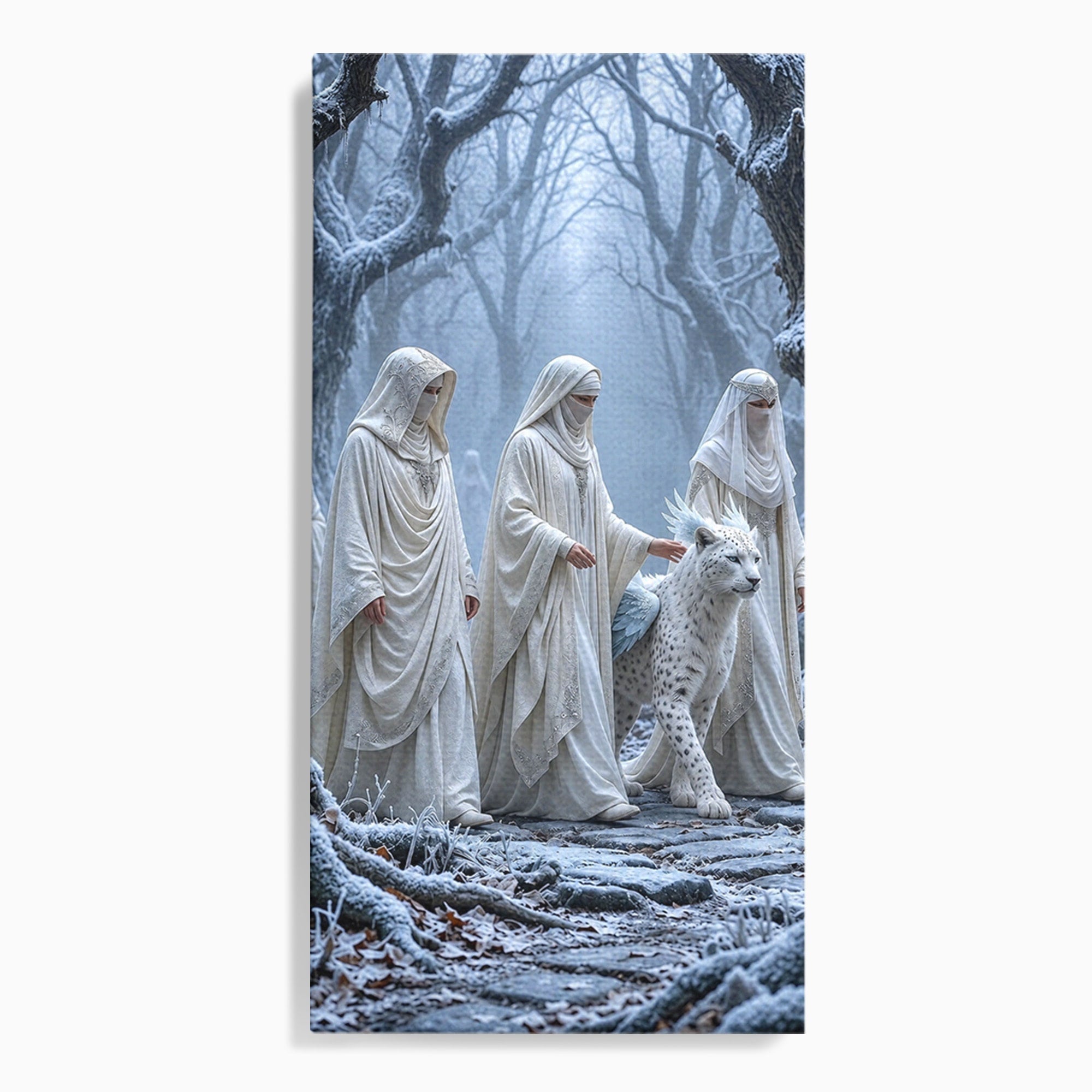 Tablou Canvas Premium LuxCanva® U1086, Calatorie Mistica, Iarna, Padure, Figuri Mistice, Animale, Misticism, Dormitor, Culori Vibrante