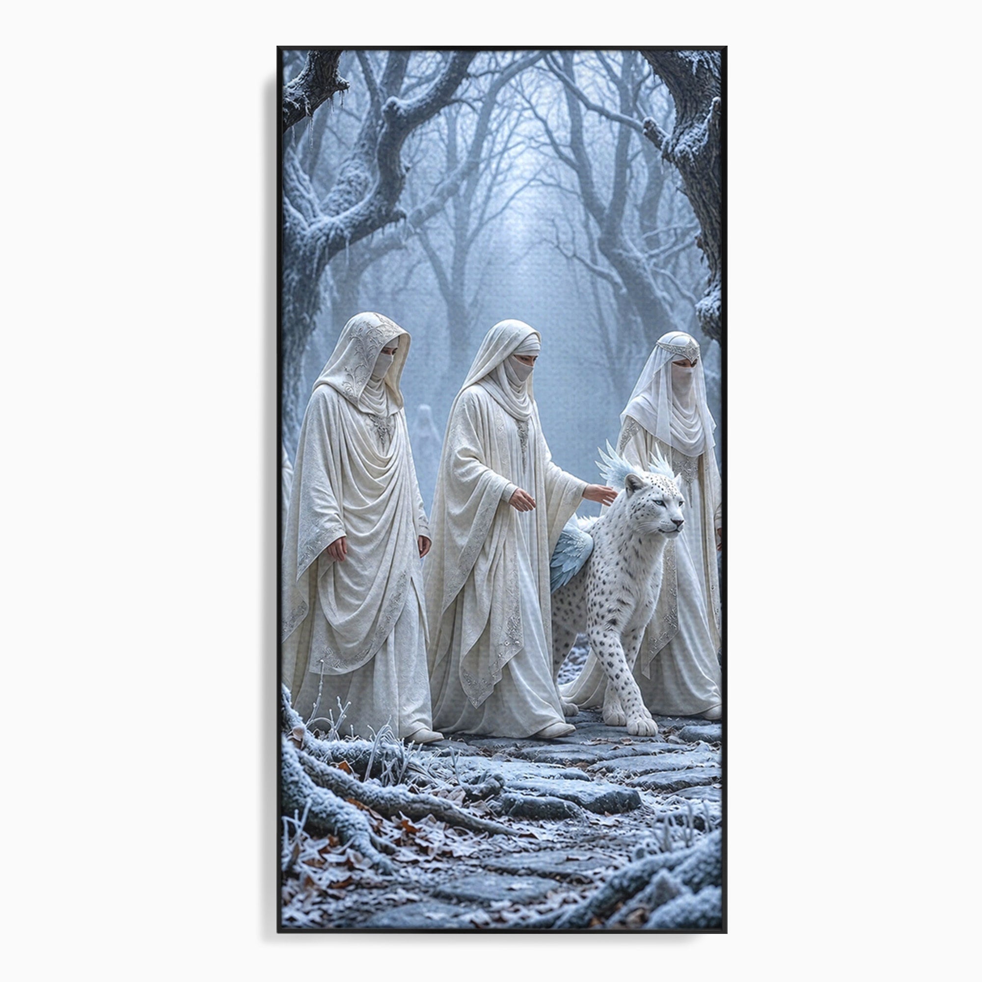 Tablou Canvas Premium LuxCanva® U1086, Calatorie Mistica, Iarna, Padure, Figuri Mistice, Animale, Misticism, Dormitor, Culori Vibrante