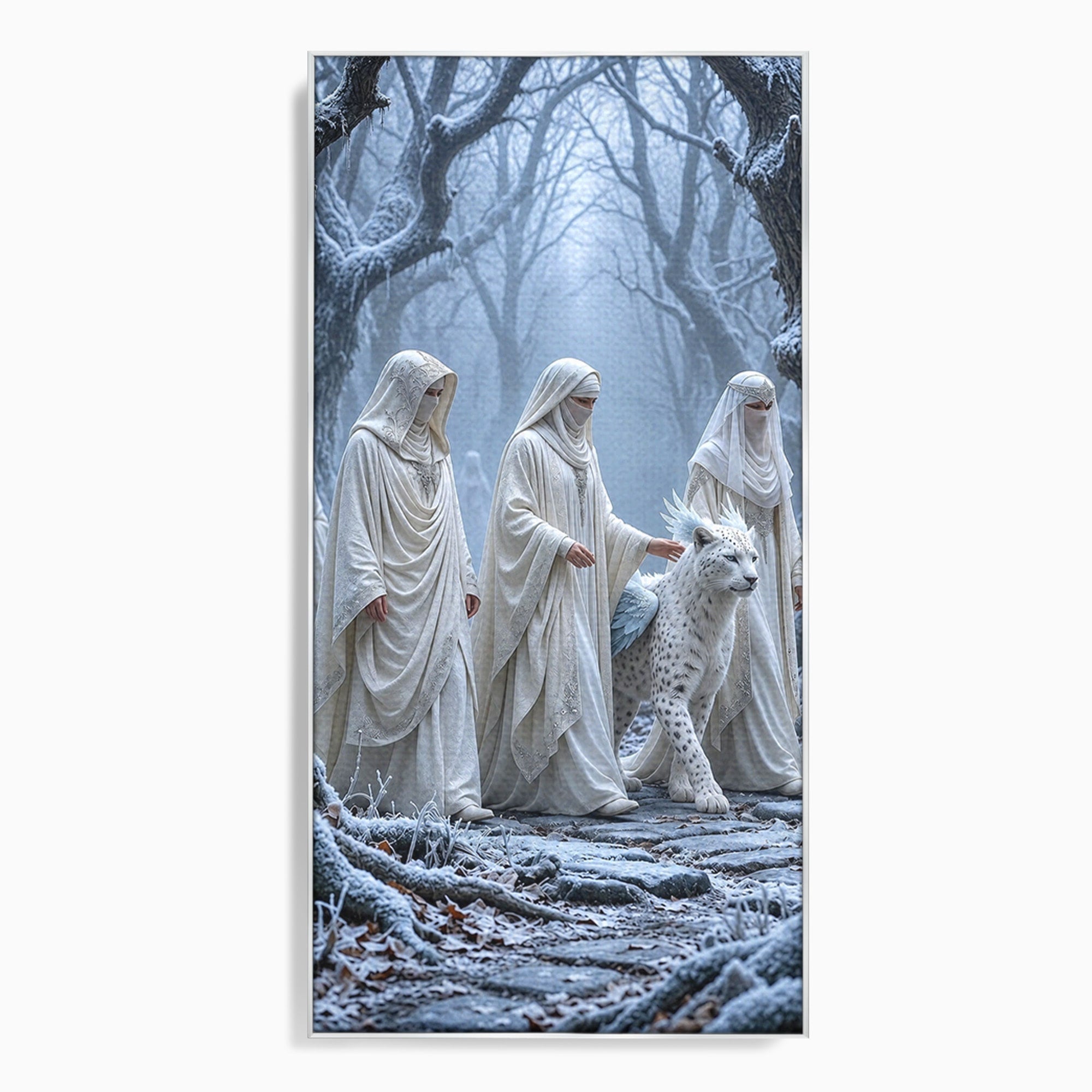 Tablou Canvas Premium LuxCanva® U1086, Calatorie Mistica, Iarna, Padure, Figuri Mistice, Animale, Misticism, Dormitor, Culori Vibrante