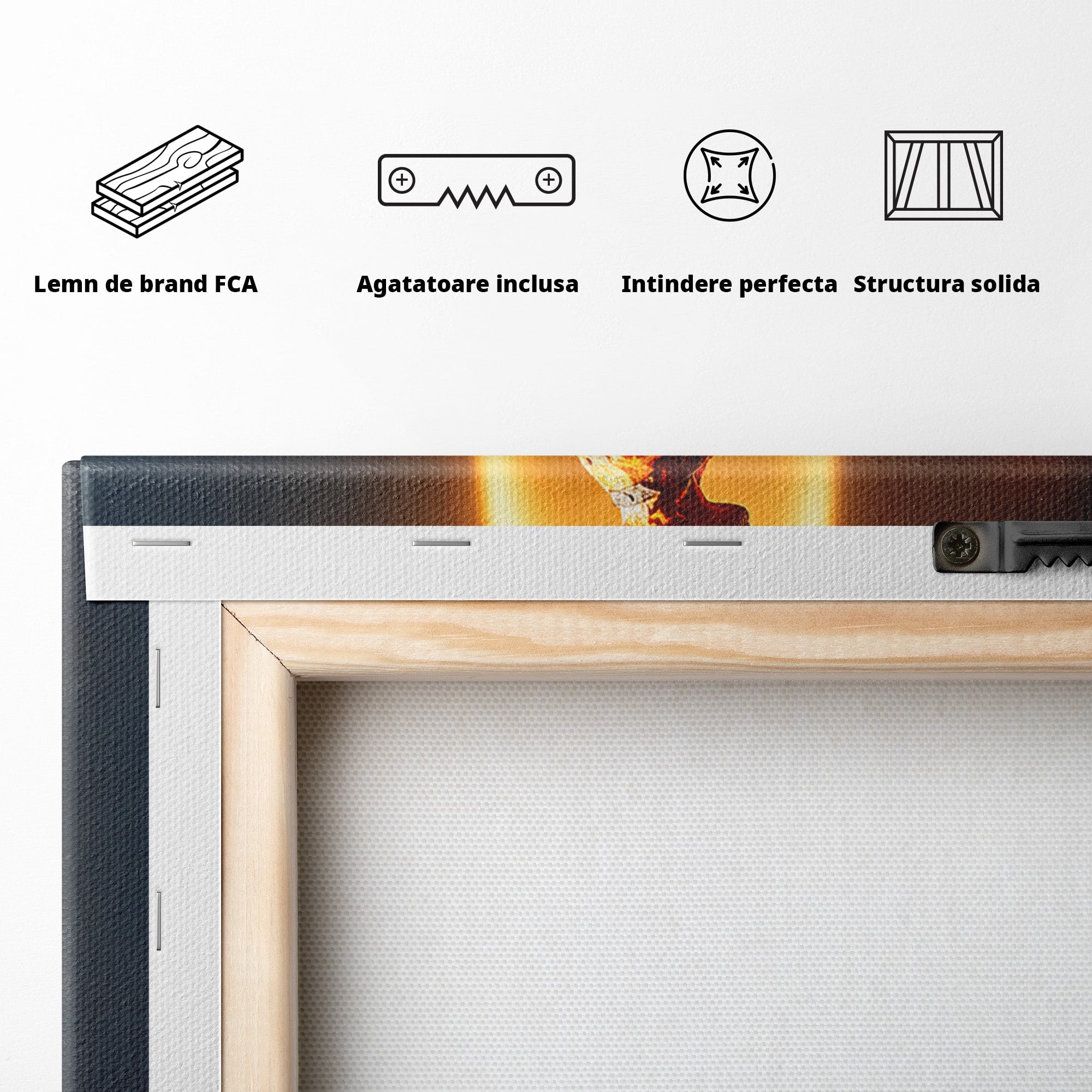 Tablou Canvas Premium LuxCanva® U1087, Omul Flacara, Arta Contemporana, Reflectie, Flacara, Om, Living, Birou, Culori Vibrante