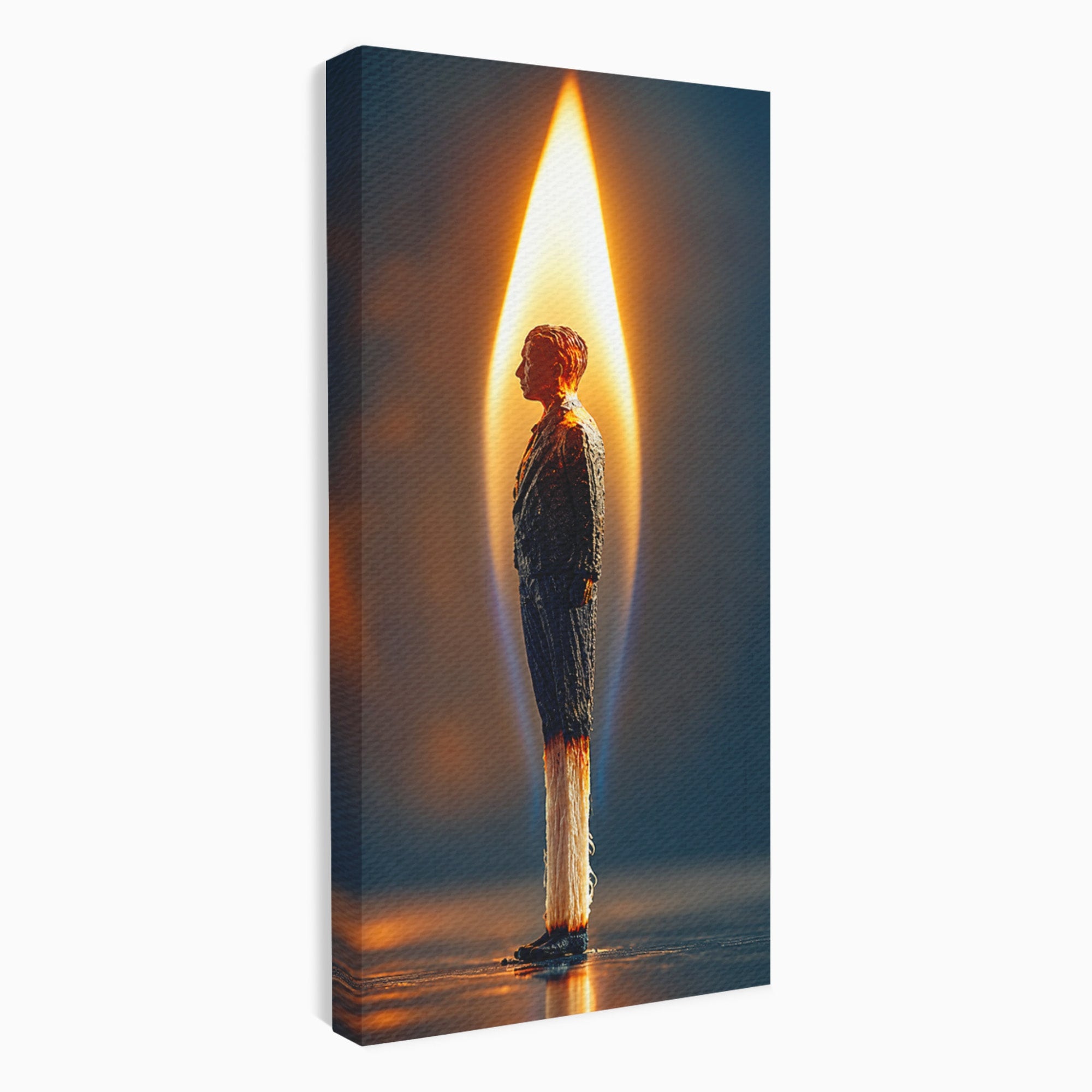 Tablou Canvas Premium LuxCanva® U1087, Omul Flacara, Arta Contemporana, Reflectie, Flacara, Om, Living, Birou, Culori Vibrante