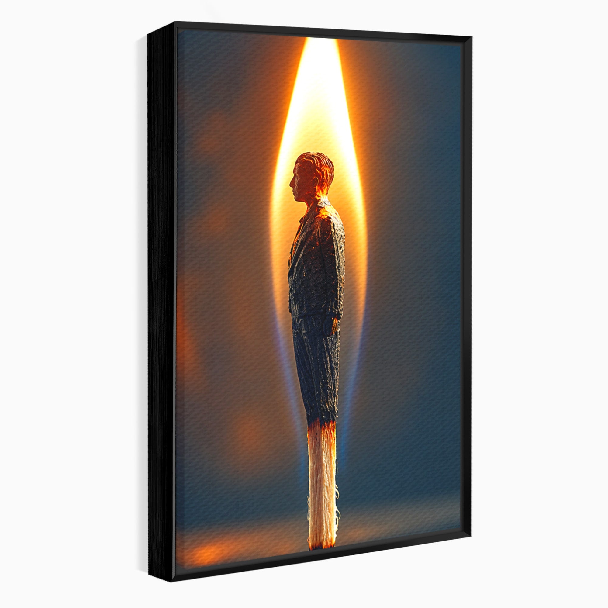 Tablou Canvas Premium LuxCanva® U1087, Omul Flacara, Arta Contemporana, Reflectie, Flacara, Om, Living, Birou, Culori Vibrante