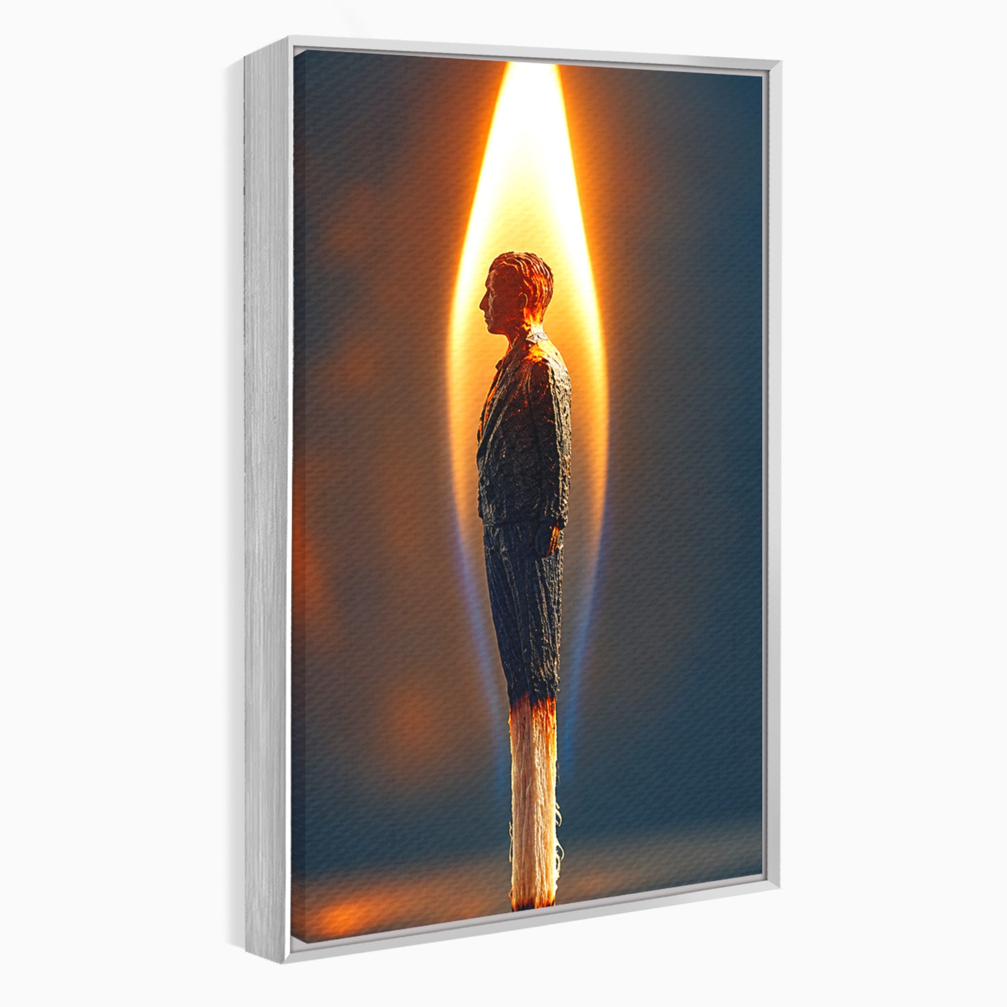 Tablou Canvas Premium LuxCanva® U1087, Omul Flacara, Arta Contemporana, Reflectie, Flacara, Om, Living, Birou, Culori Vibrante