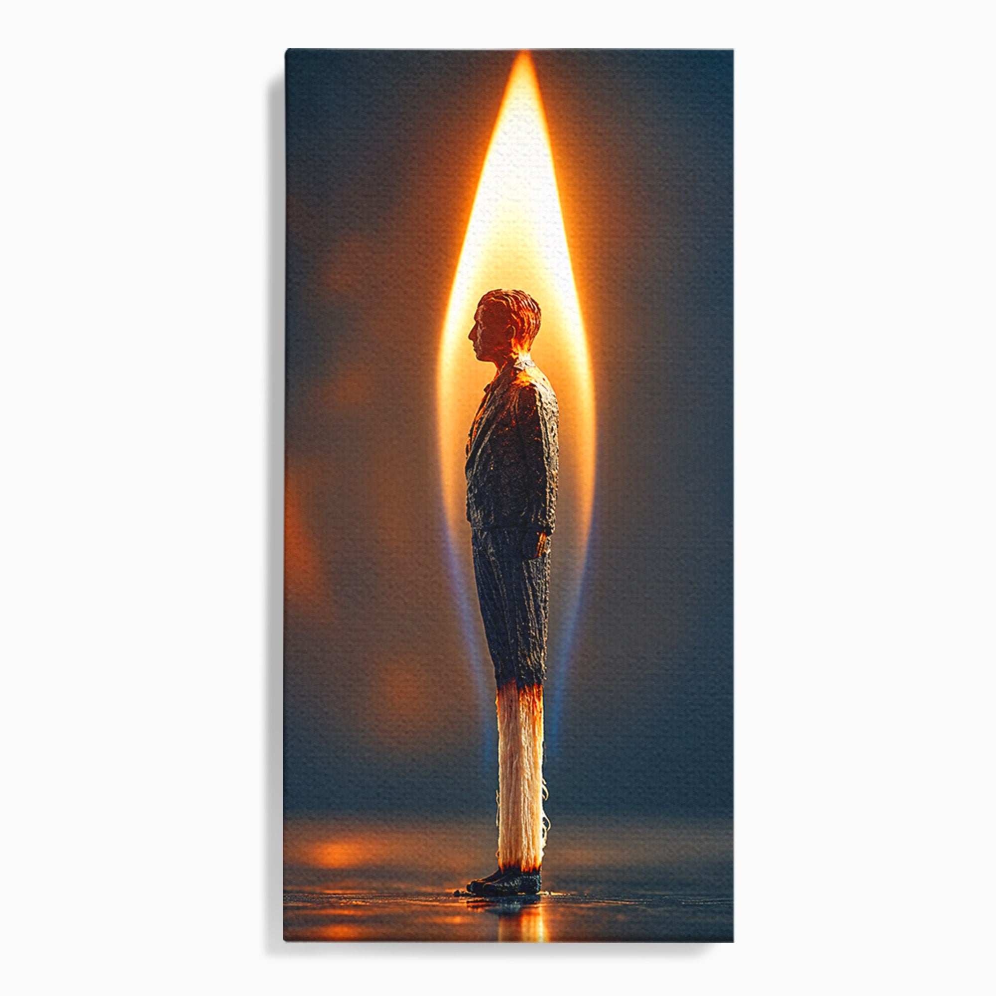 Tablou Canvas Premium LuxCanva® U1087, Omul Flacara, Arta Contemporana, Reflectie, Flacara, Om, Living, Birou, Culori Vibrante
