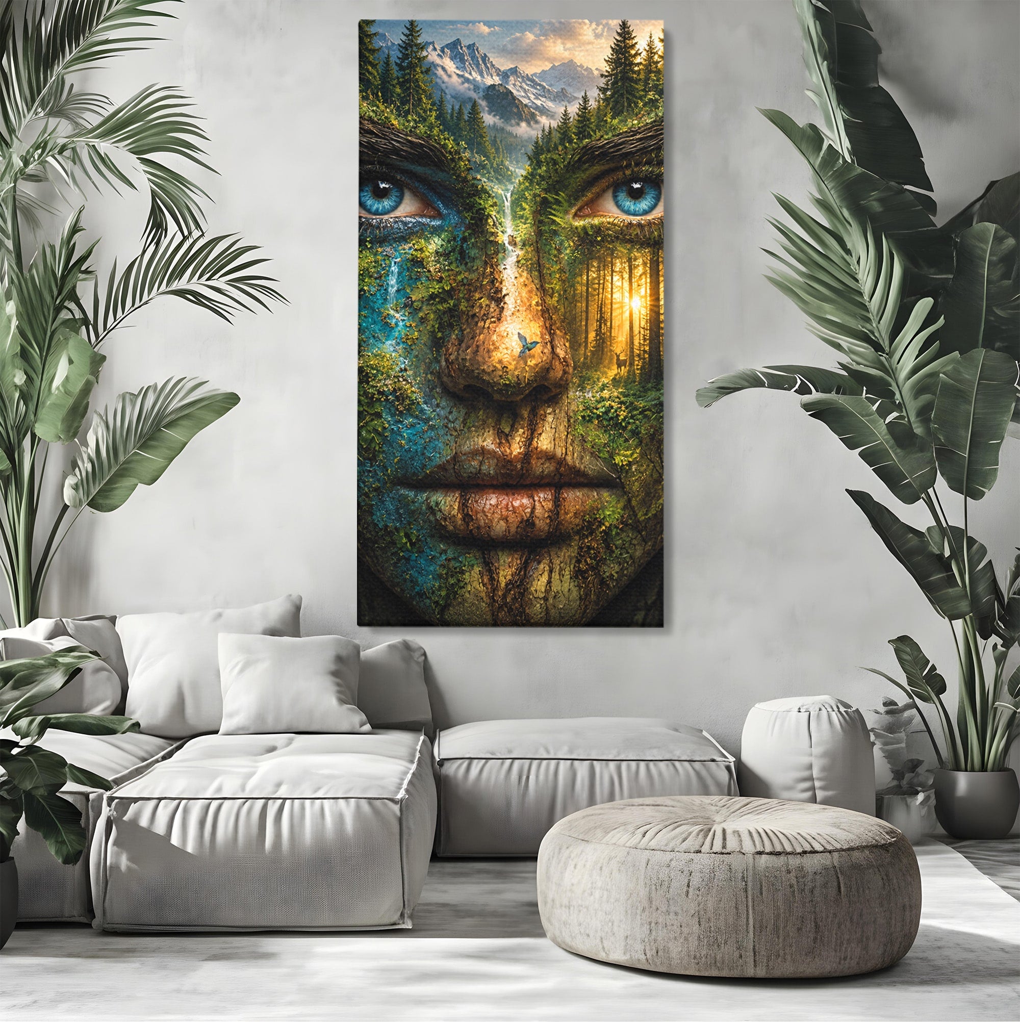 Tablou Canvas Premium LuxCanva® U1089, Chipul Naturii, Portret, Pictura, Peisaj,  Natura, Living, Culori Vibrante