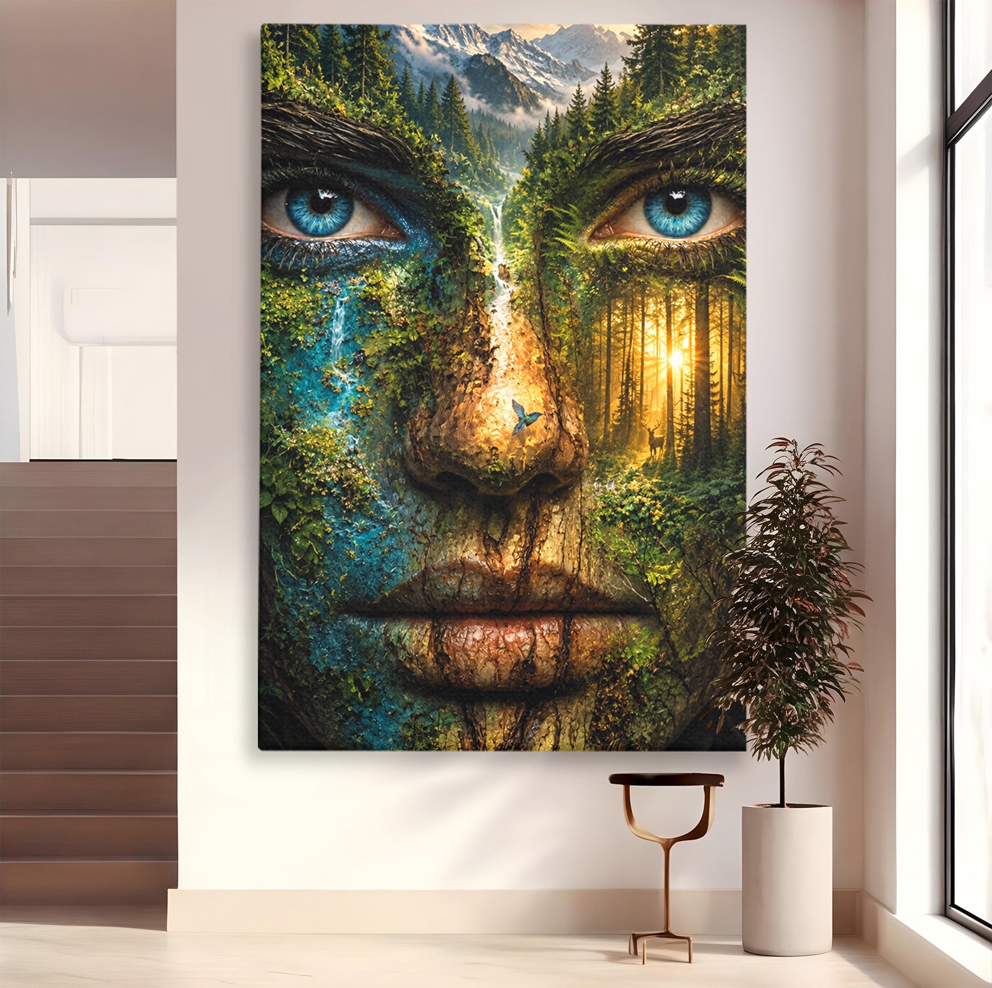 Tablou Canvas Premium LuxCanva® U1089, Chipul Naturii, Portret, Pictura, Peisaj,  Natura, Living, Culori Vibrante