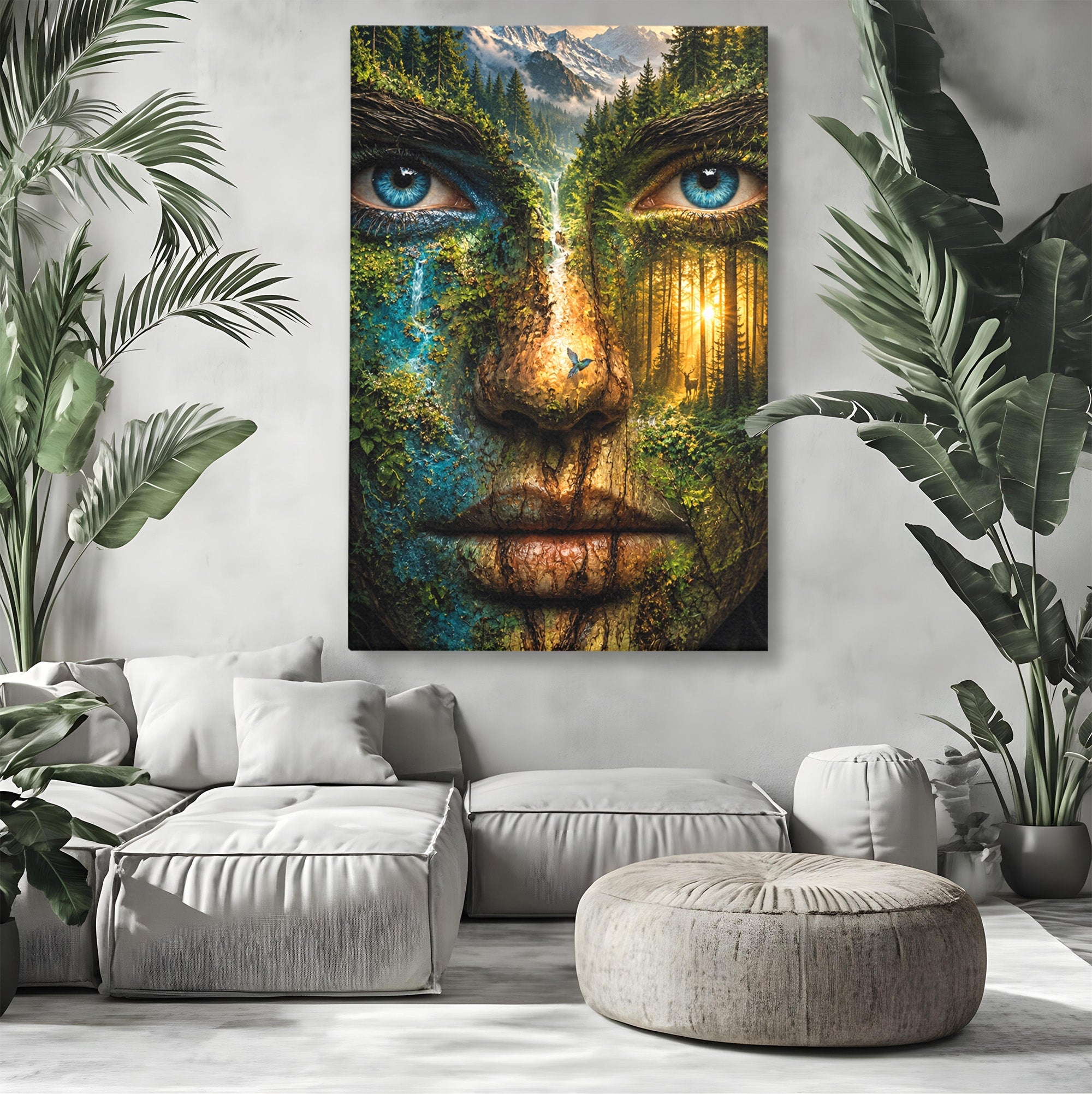 Tablou Canvas Premium LuxCanva® U1089, Chipul Naturii, Portret, Pictura, Peisaj,  Natura, Living, Culori Vibrante