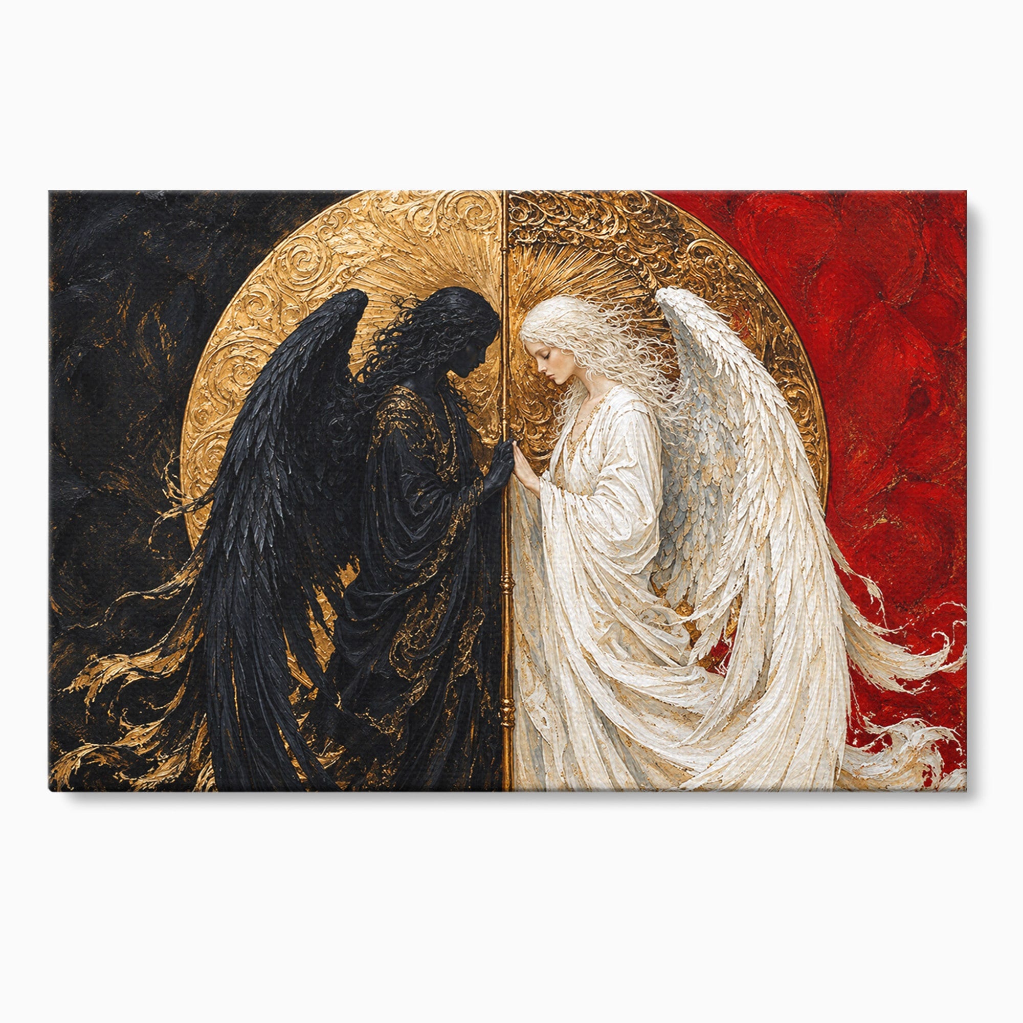 Tablou Canvas Premium LuxCanva® U1090, Ingerul si Demonul, Dualitate, Simbolism, Demon, Inger, Dormitor, Culori Vibrante