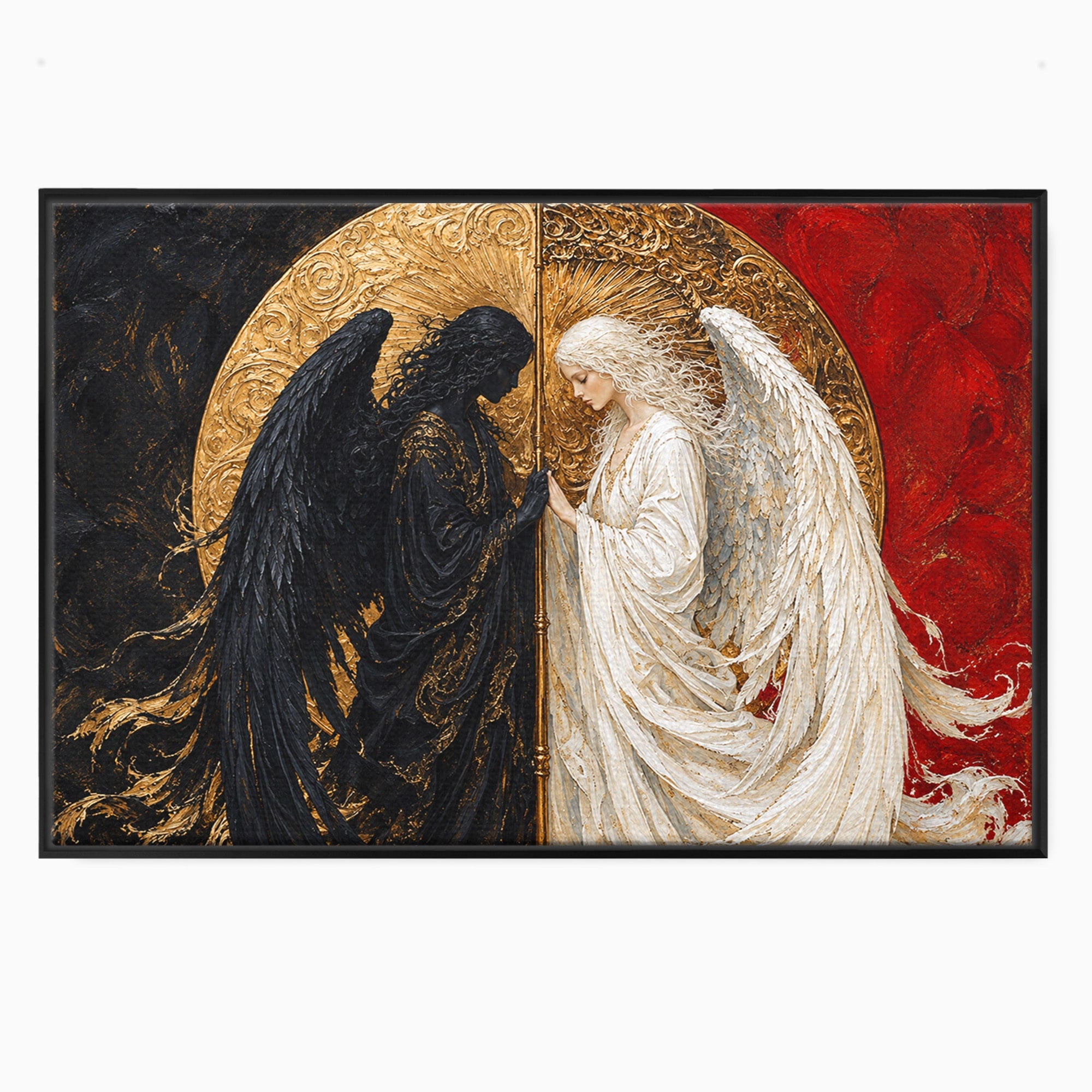 Tablou Canvas Premium LuxCanva® U1090, Ingerul si Demonul, Dualitate, Simbolism, Demon, Inger, Dormitor, Culori Vibrante