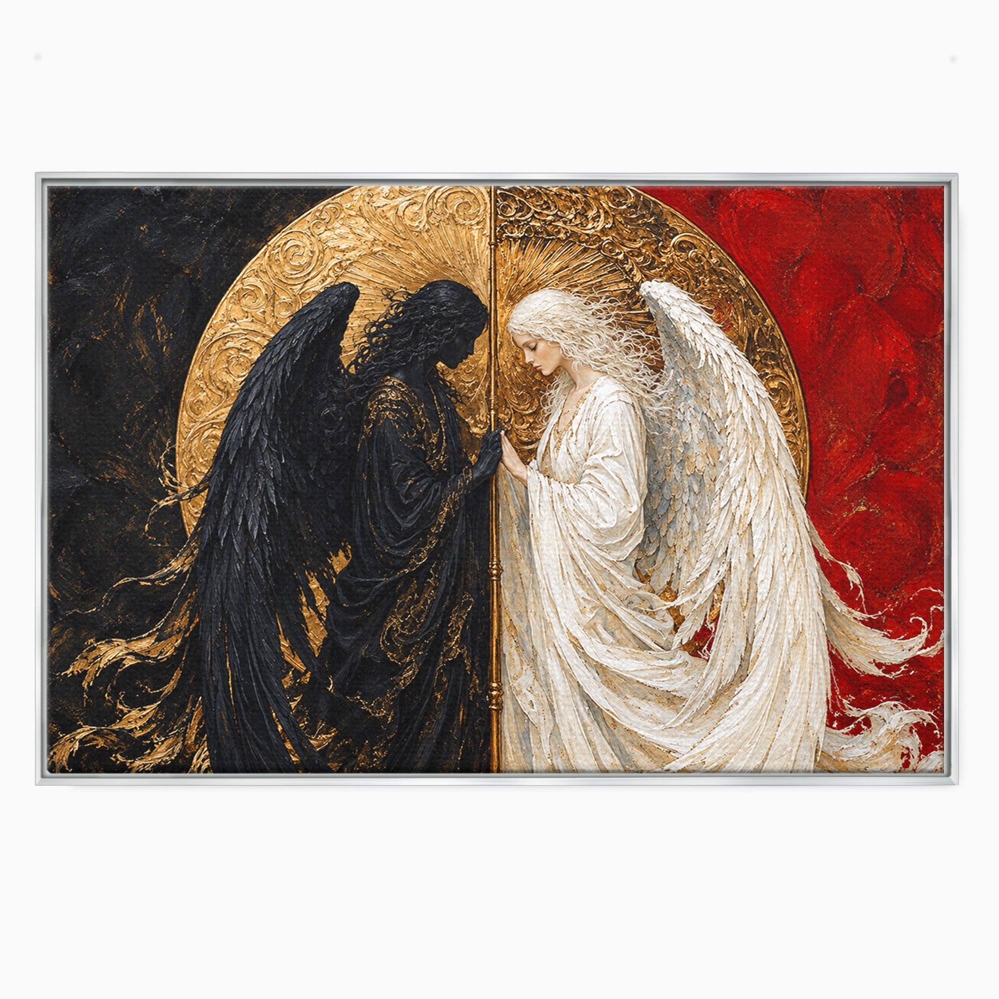 Tablou Canvas Premium LuxCanva® U1090, Ingerul si Demonul, Dualitate, Simbolism, Demon, Inger, Dormitor, Culori Vibrante