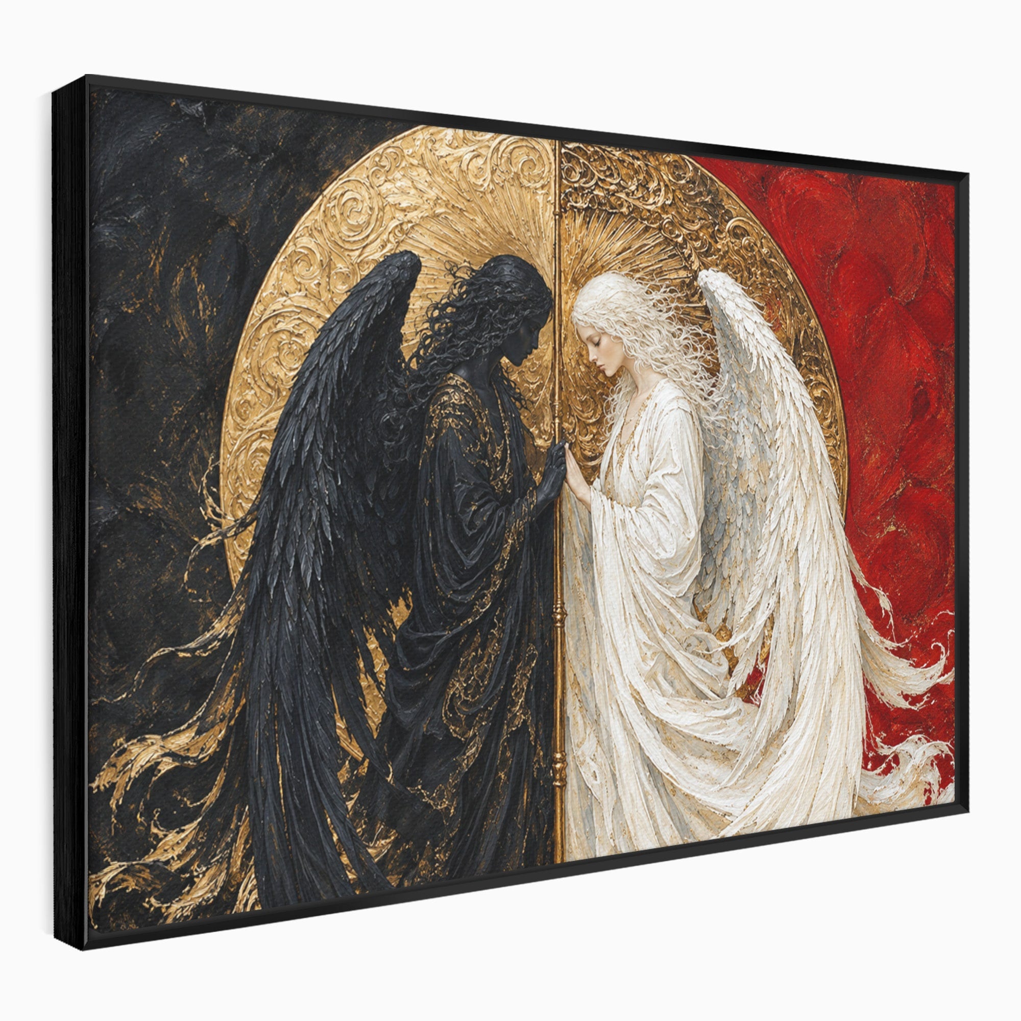 Tablou Canvas Premium LuxCanva® U1090, Ingerul si Demonul, Dualitate, Simbolism, Demon, Inger, Dormitor, Culori Vibrante