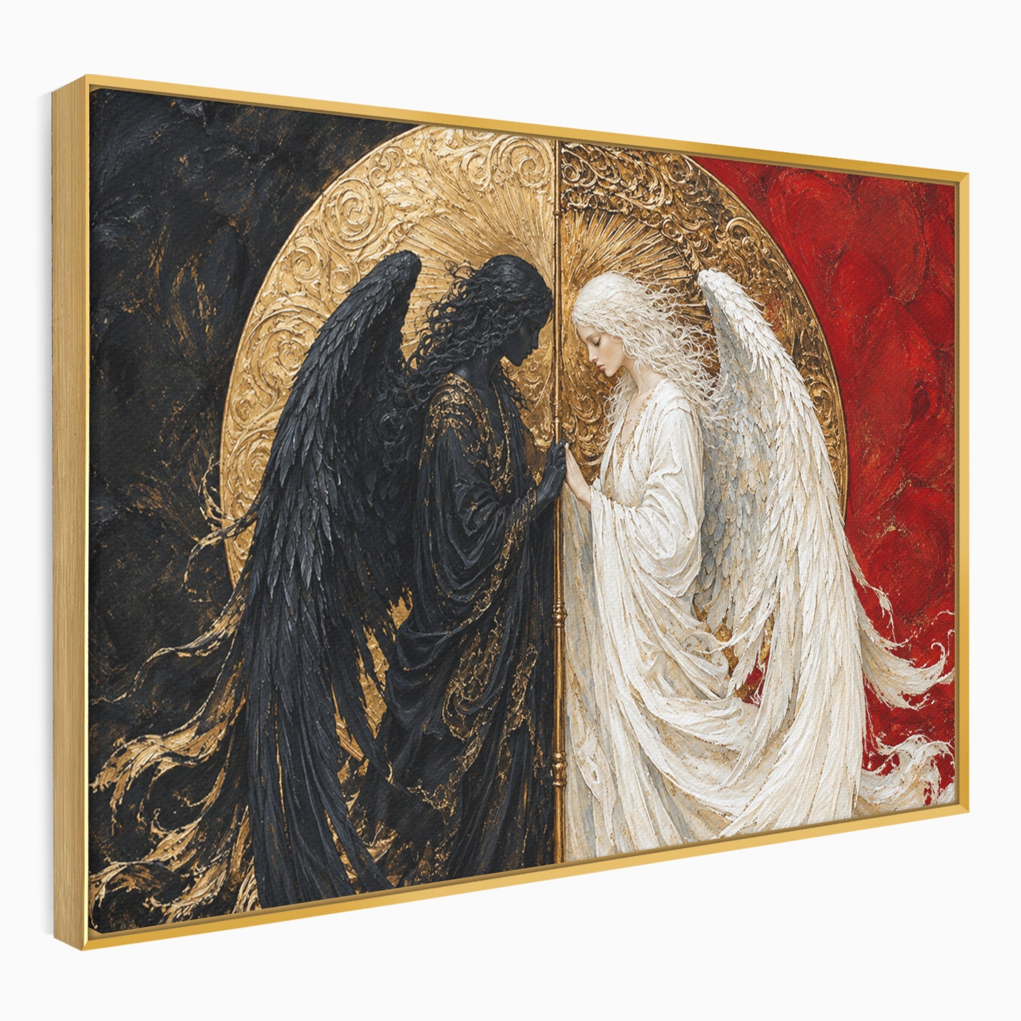 Tablou Canvas Premium LuxCanva® U1090, Ingerul si Demonul, Dualitate, Simbolism, Demon, Inger, Dormitor, Culori Vibrante