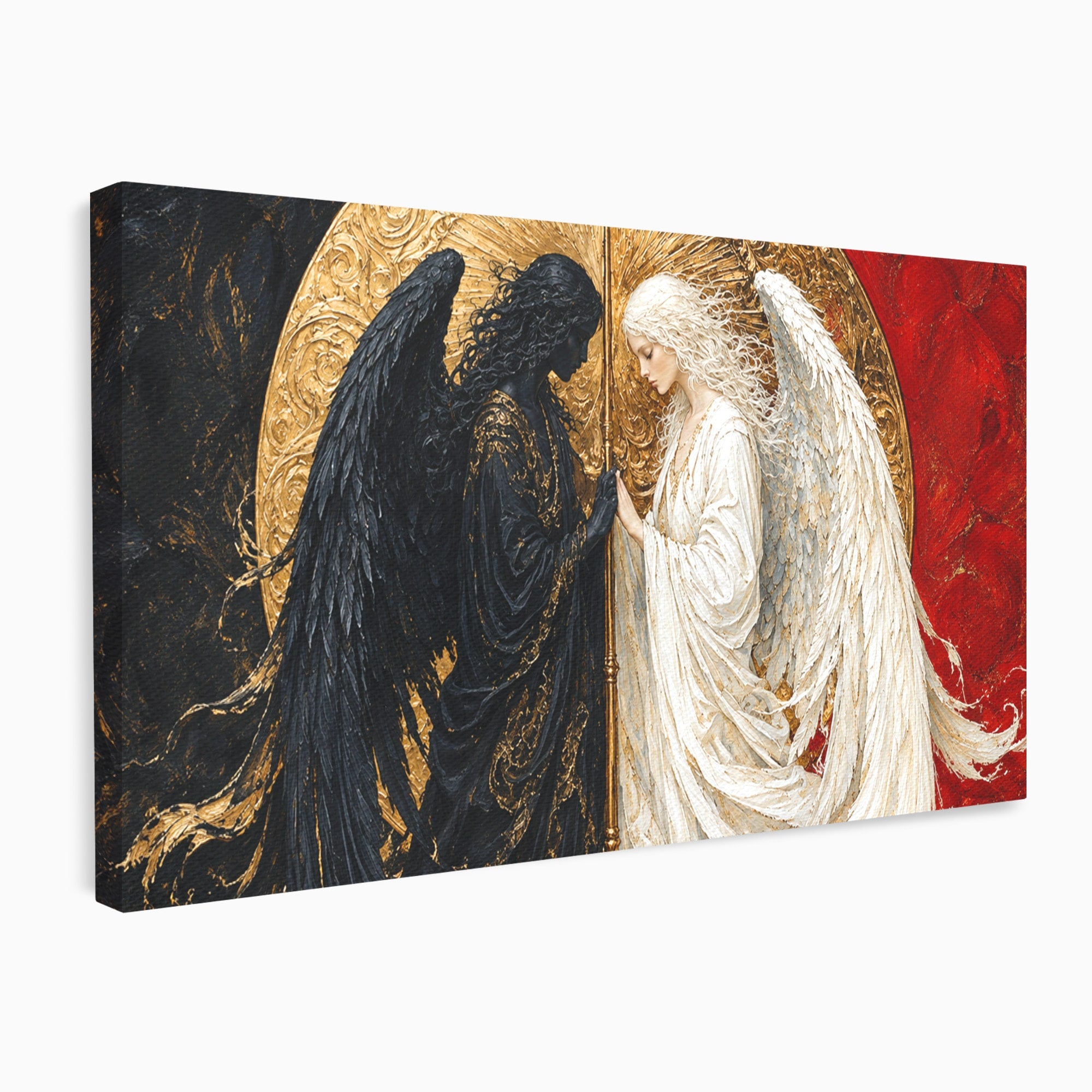 Tablou Canvas Premium LuxCanva® U1090, Ingerul si Demonul, Dualitate, Simbolism, Demon, Inger, Dormitor, Culori Vibrante