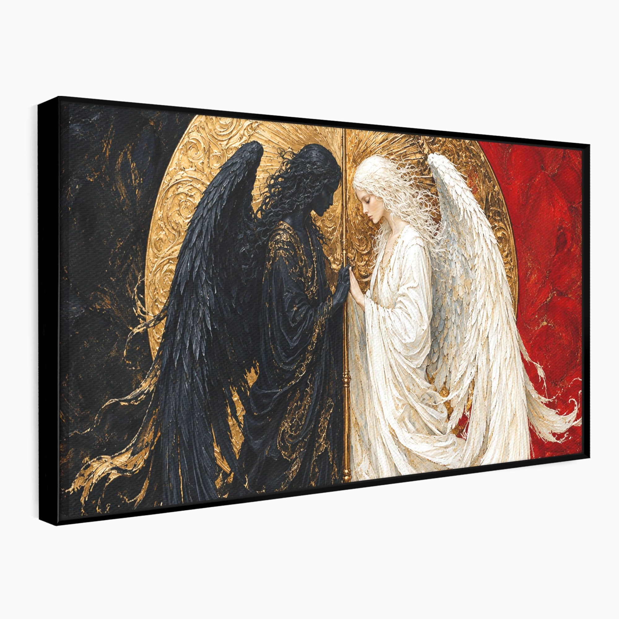 Tablou Canvas Premium LuxCanva® U1090, Ingerul si Demonul, Dualitate, Simbolism, Demon, Inger, Dormitor, Culori Vibrante