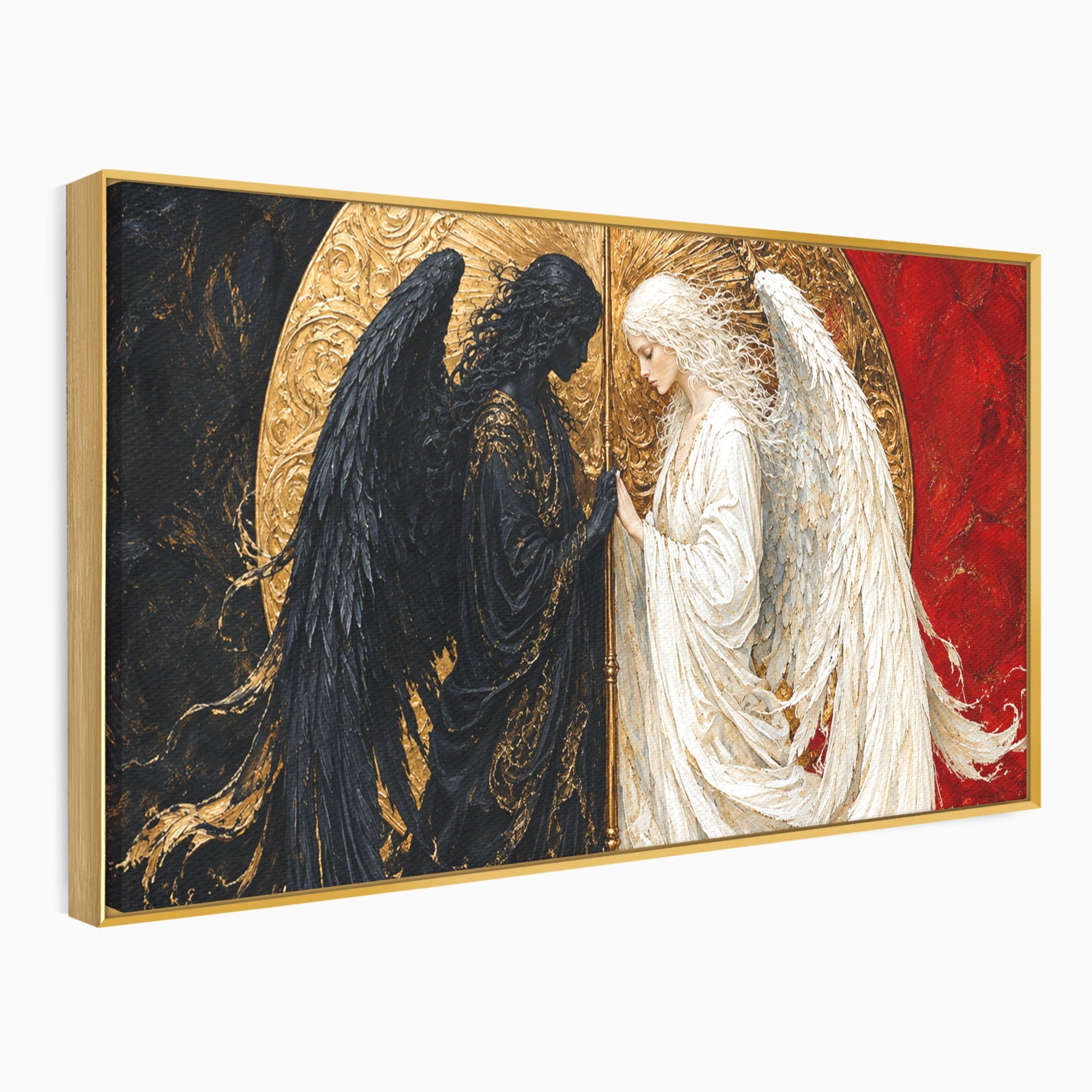 Tablou Canvas Premium LuxCanva® U1090, Ingerul si Demonul, Dualitate, Simbolism, Demon, Inger, Dormitor, Culori Vibrante