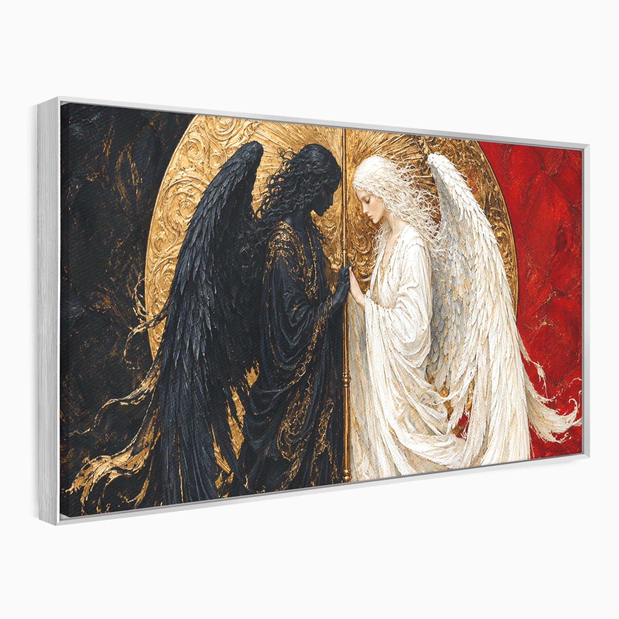 Tablou Canvas Premium LuxCanva® U1090, Ingerul si Demonul, Dualitate, Simbolism, Demon, Inger, Dormitor, Culori Vibrante