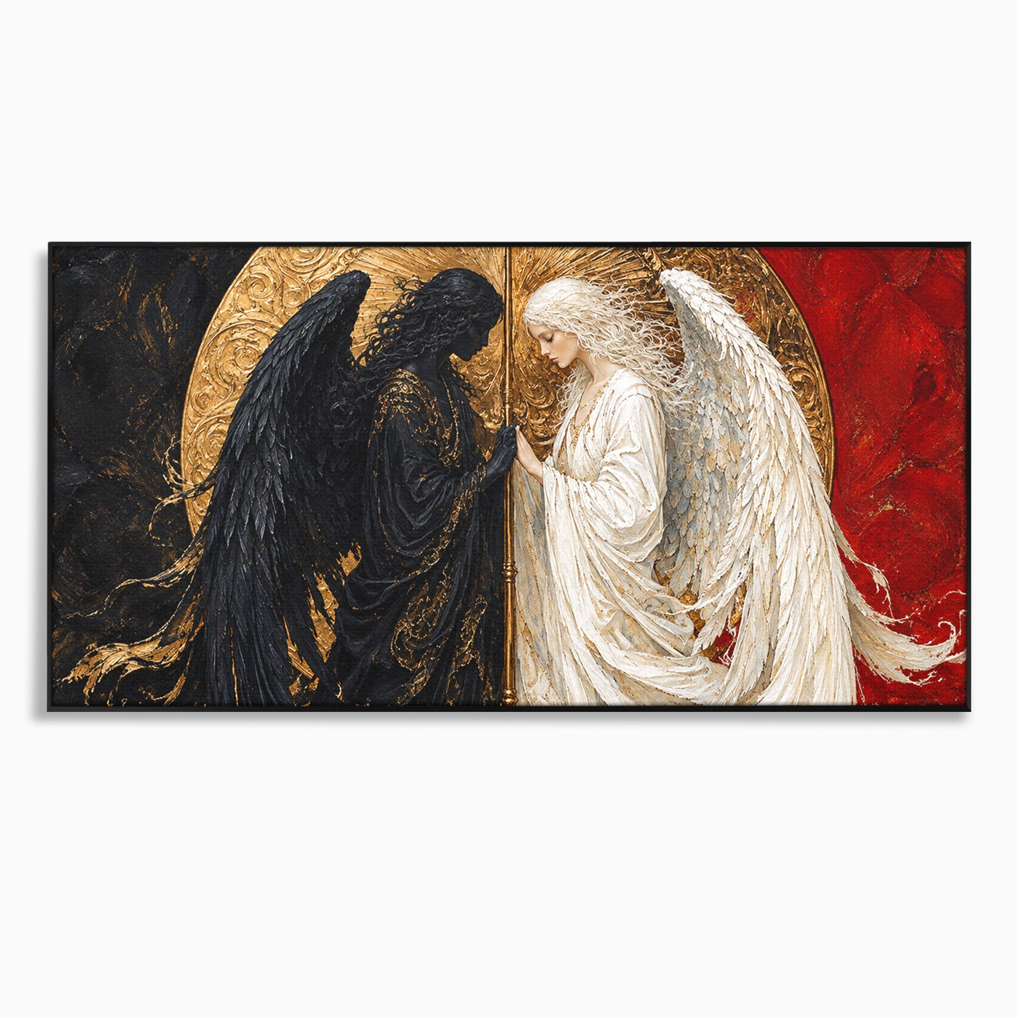 Tablou Canvas Premium LuxCanva® U1090, Ingerul si Demonul, Dualitate, Simbolism, Demon, Inger, Dormitor, Culori Vibrante
