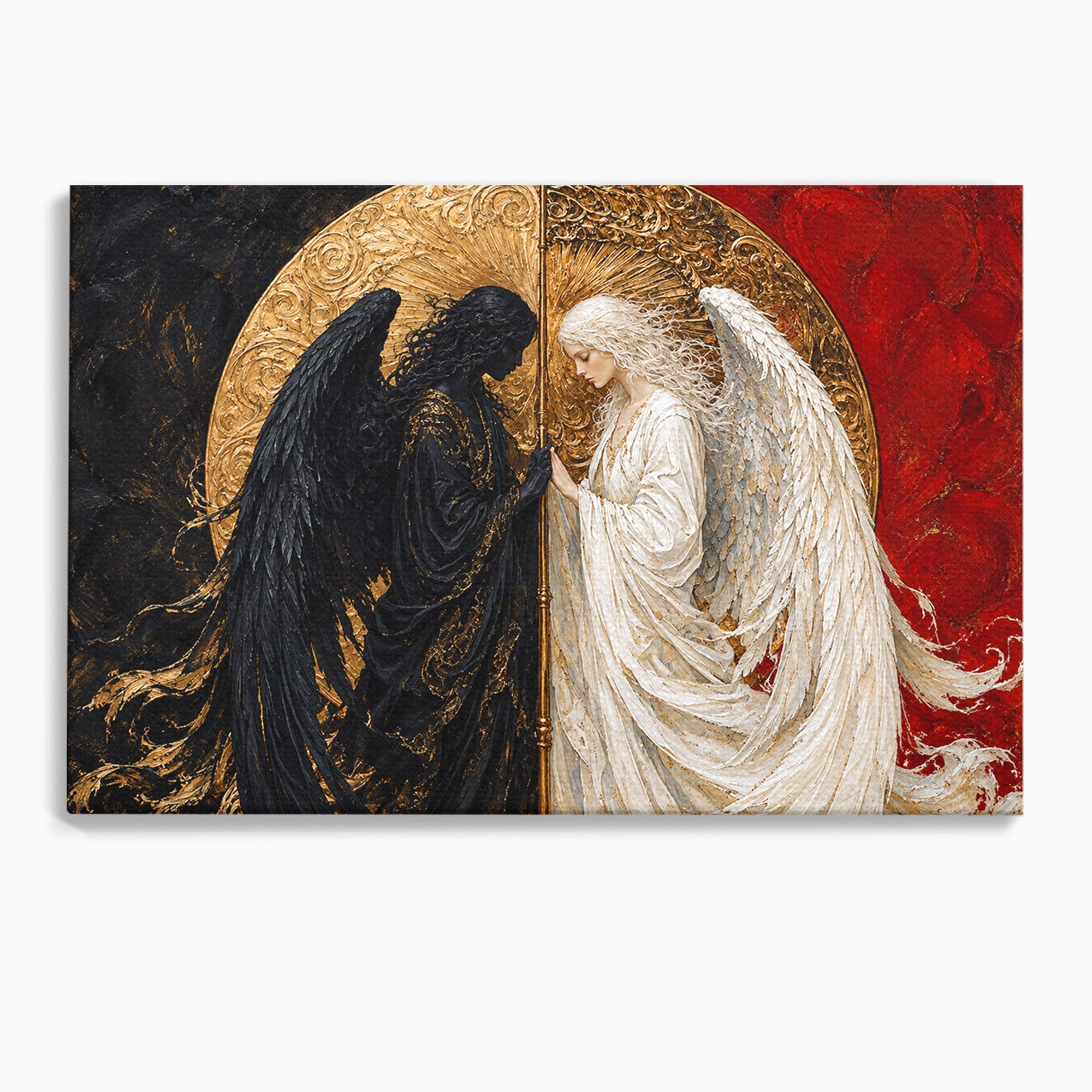 Tablou Canvas Premium LuxCanva® U1090, Ingerul si Demonul, Dualitate, Simbolism, Demon, Inger, Dormitor, Culori Vibrante