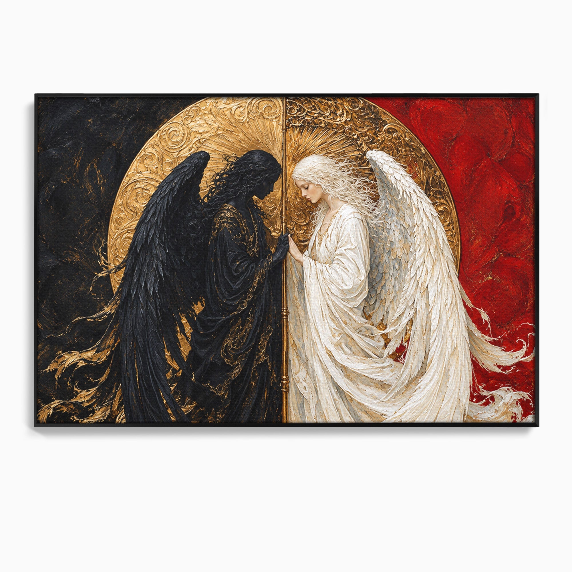 Tablou Canvas Premium LuxCanva® U1090, Ingerul si Demonul, Dualitate, Simbolism, Demon, Inger, Dormitor, Culori Vibrante