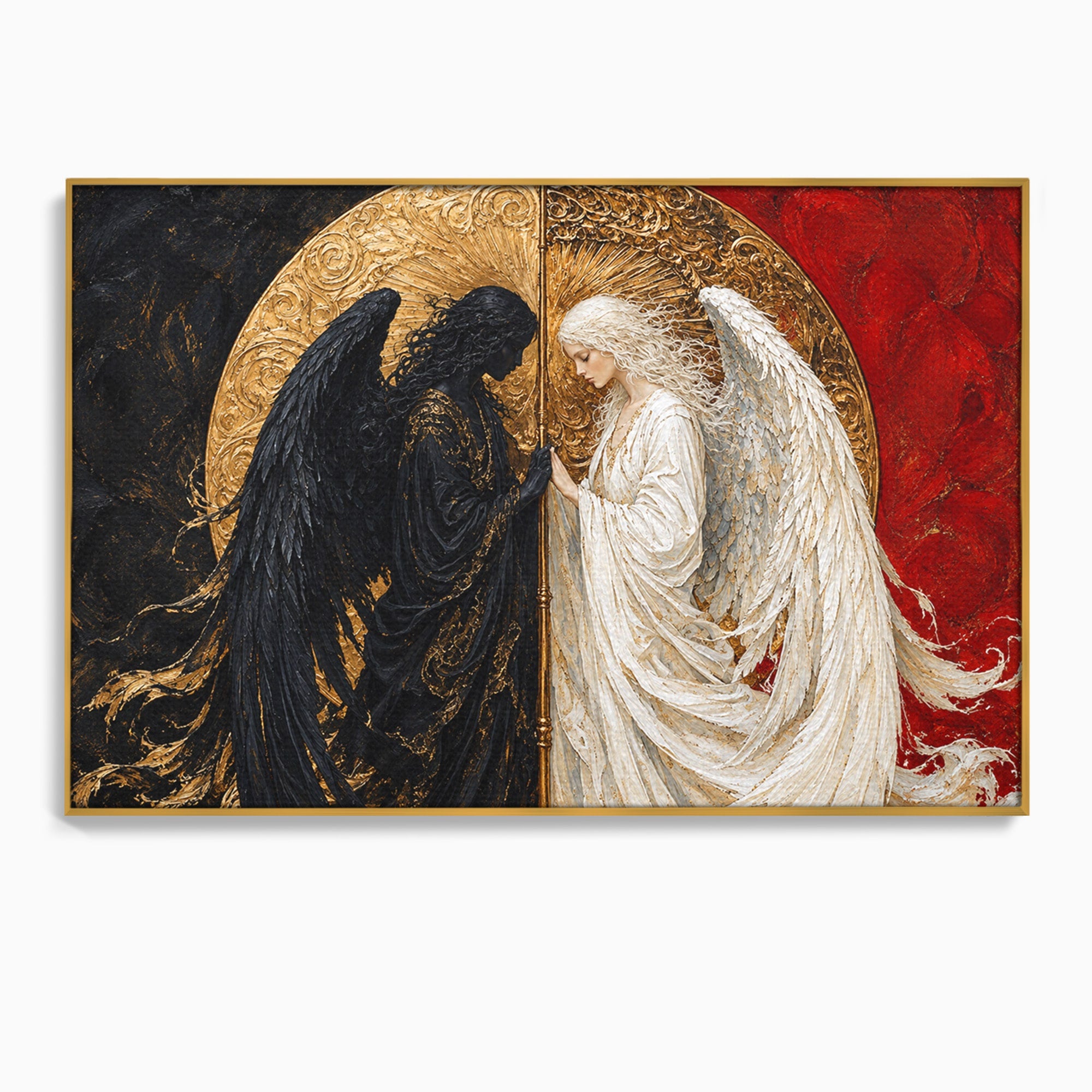 Tablou Canvas Premium LuxCanva® U1090, Ingerul si Demonul, Dualitate, Simbolism, Demon, Inger, Dormitor, Culori Vibrante