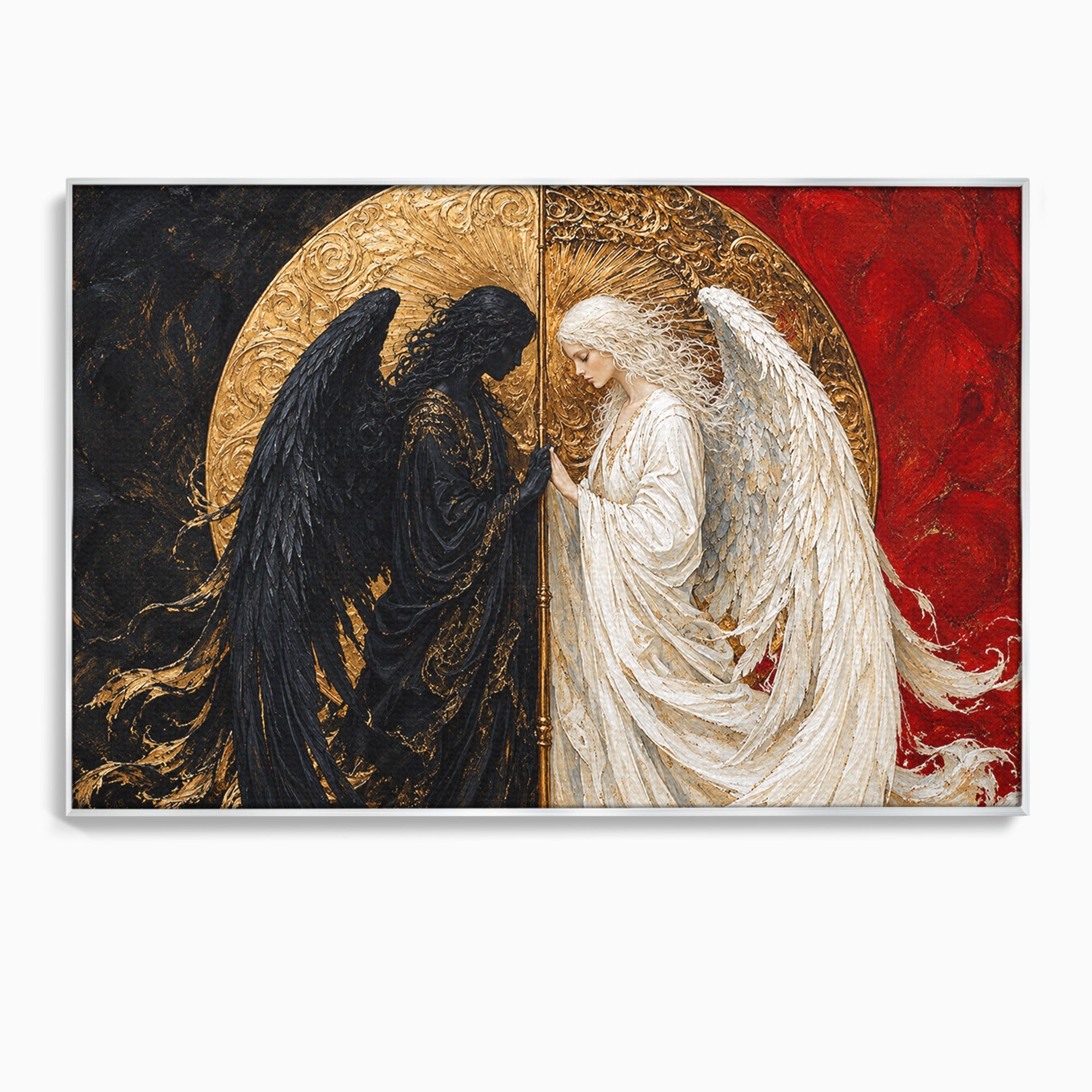 Tablou Canvas Premium LuxCanva® U1090, Ingerul si Demonul, Dualitate, Simbolism, Demon, Inger, Dormitor, Culori Vibrante