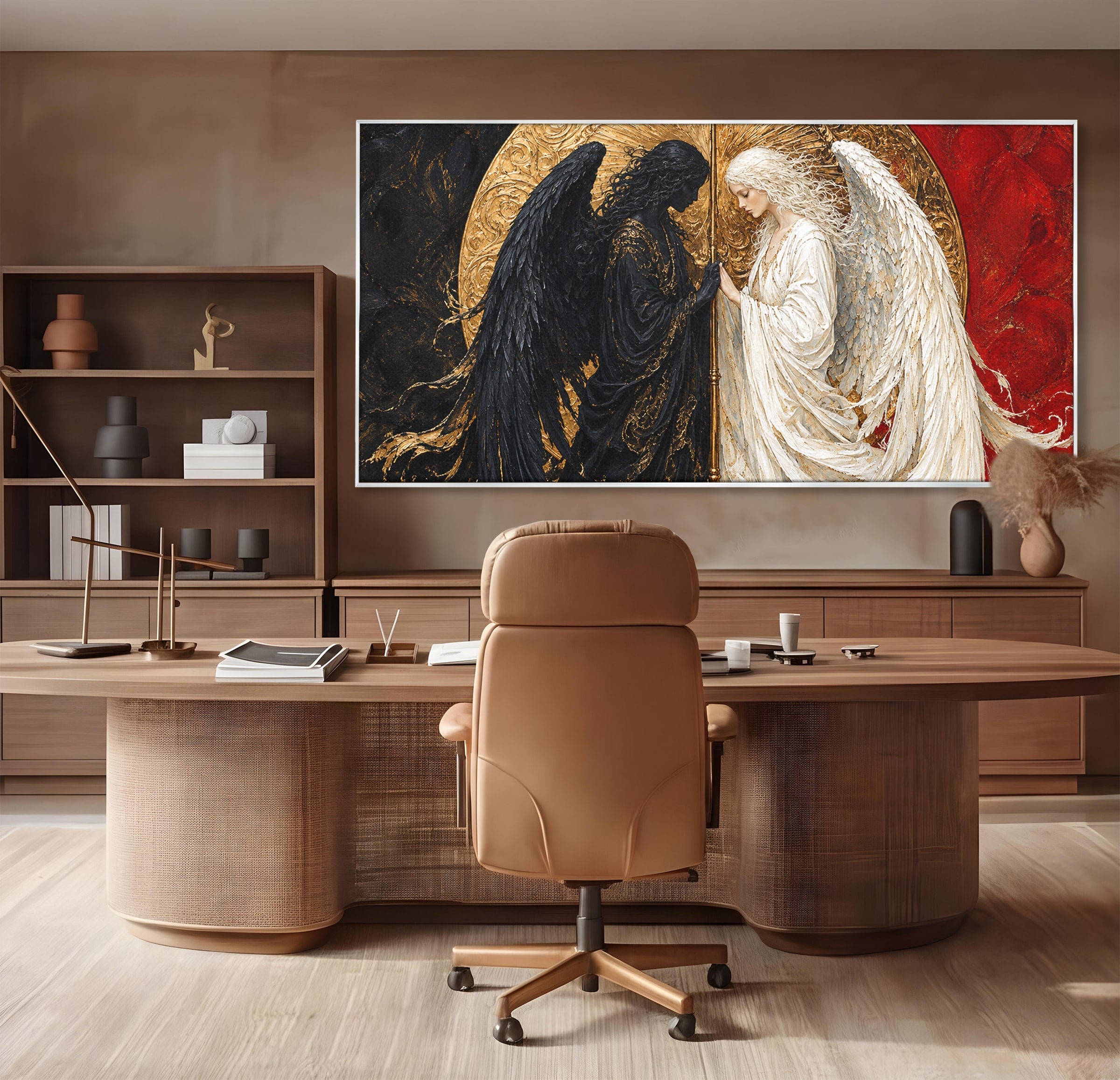 Tablou Canvas Premium LuxCanva® U1090, Ingerul si Demonul, Dualitate, Simbolism, Demon, Inger, Dormitor, Culori Vibrante